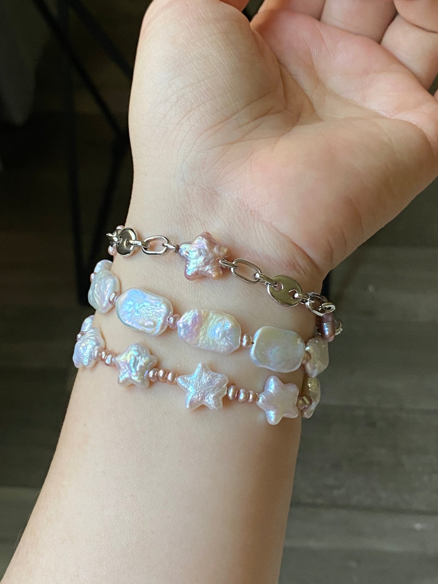 2-in-1 Baroque Square Star freshwater Pearl Bracelet Convertible Bracelet to Necklace Fairycore Layered Jewelry Bridesmaid gift for her