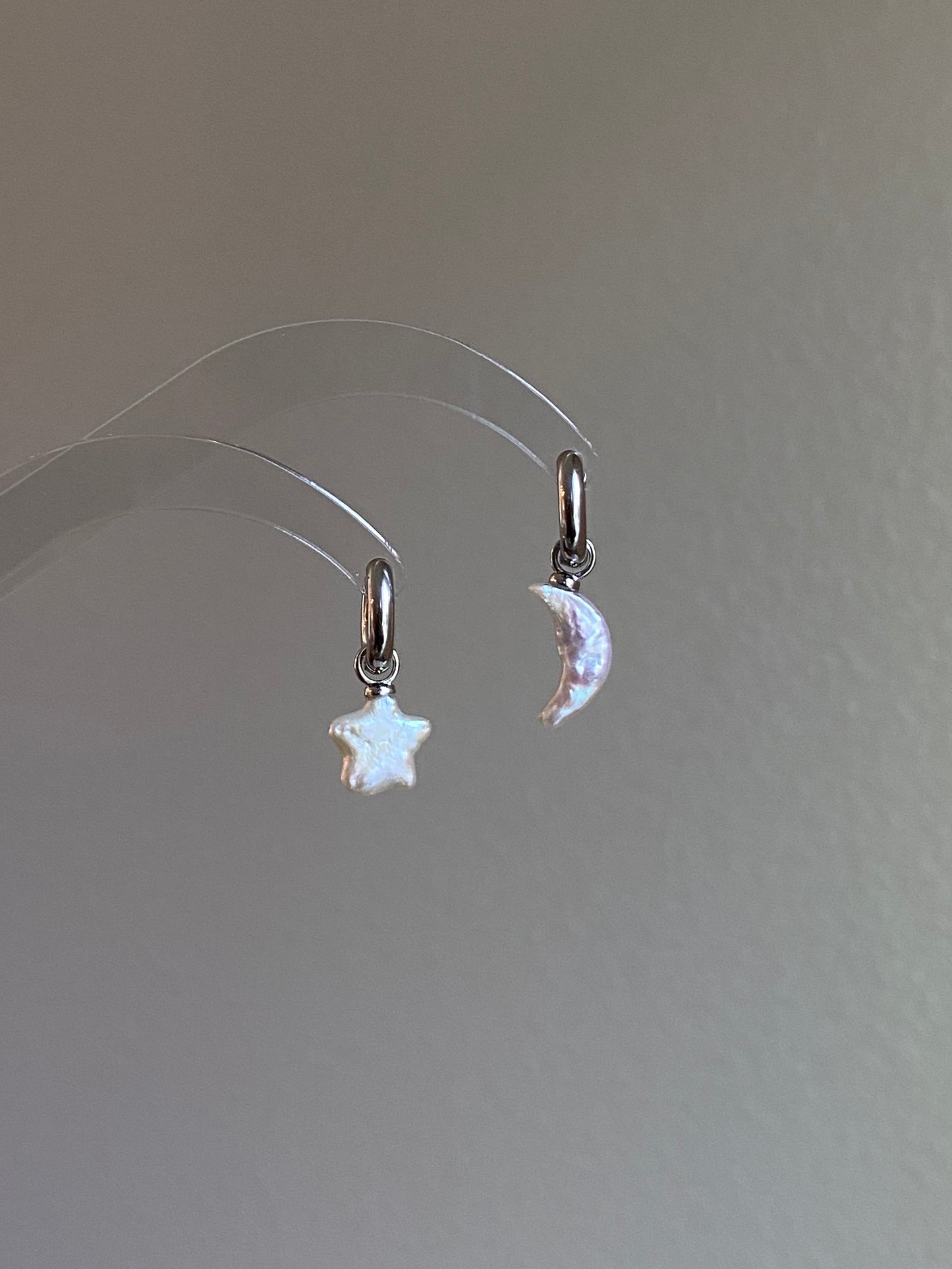 Freshwater pearls baroque star and moon shape studd dangle earring,multiple use pendant,gift for her,christmas gift