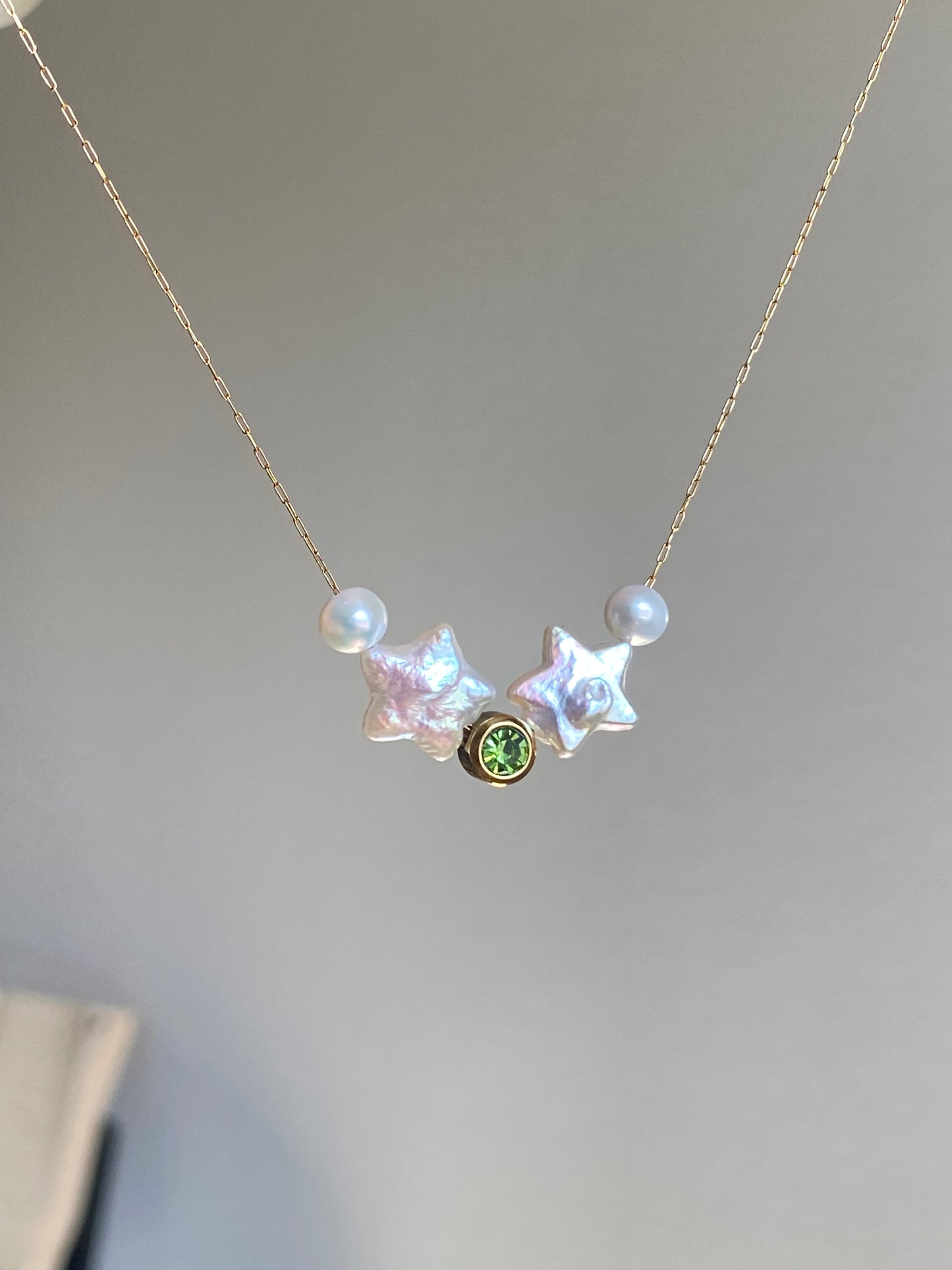 Dainty Celestial Baroque Pearl Star Choker Necklace,Custom Birthstone Pearl Necklace, Elegant Jewelry, Minimalist Bridesmaid Gift for Her