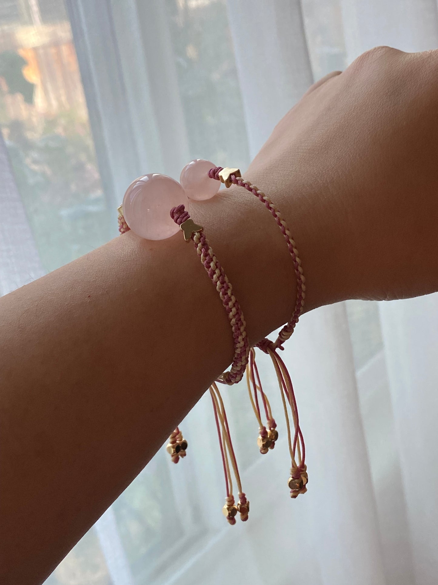 Natural Rose quartz Adjustable bracelet for Love gift for her Valentine's Day gift present full of love and blessings