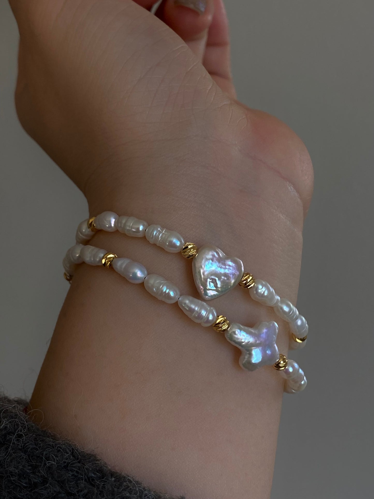 Minimalism Baroque Pearl Heart Cross Bracelet Convertible Choker Necklace Dainty Layering Jewelry gift for her shower gift elegant bracelet