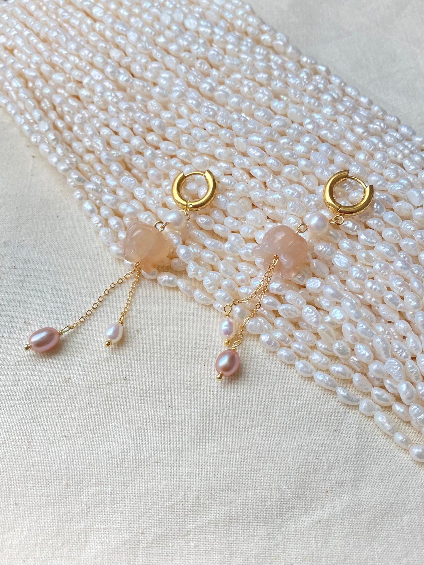 Lily of the Valley Earrings Flower Agate Pearl Dangle Earrings Elegant Handmade Drop Earrings Bridesmaid Gift for Her Dainty tissue earring
