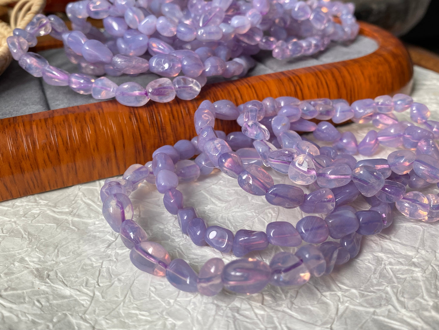 Raw Natural Lavender Milky Amethyst Gradient candy nuggest beads handmade dainty bracelet birthday gift for her