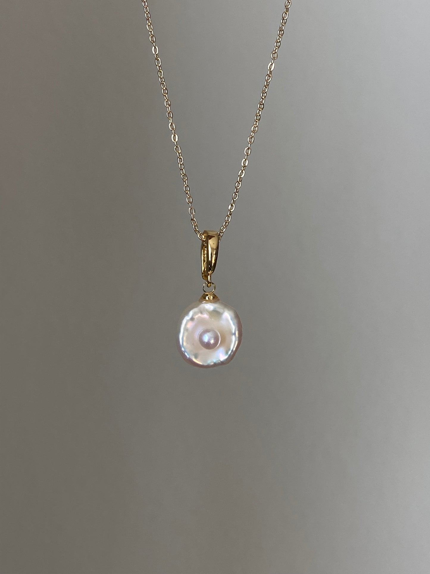 Unique Handmade Baroque Pearl Fried Egg Pendant – Removable Universal Charm for Necklace