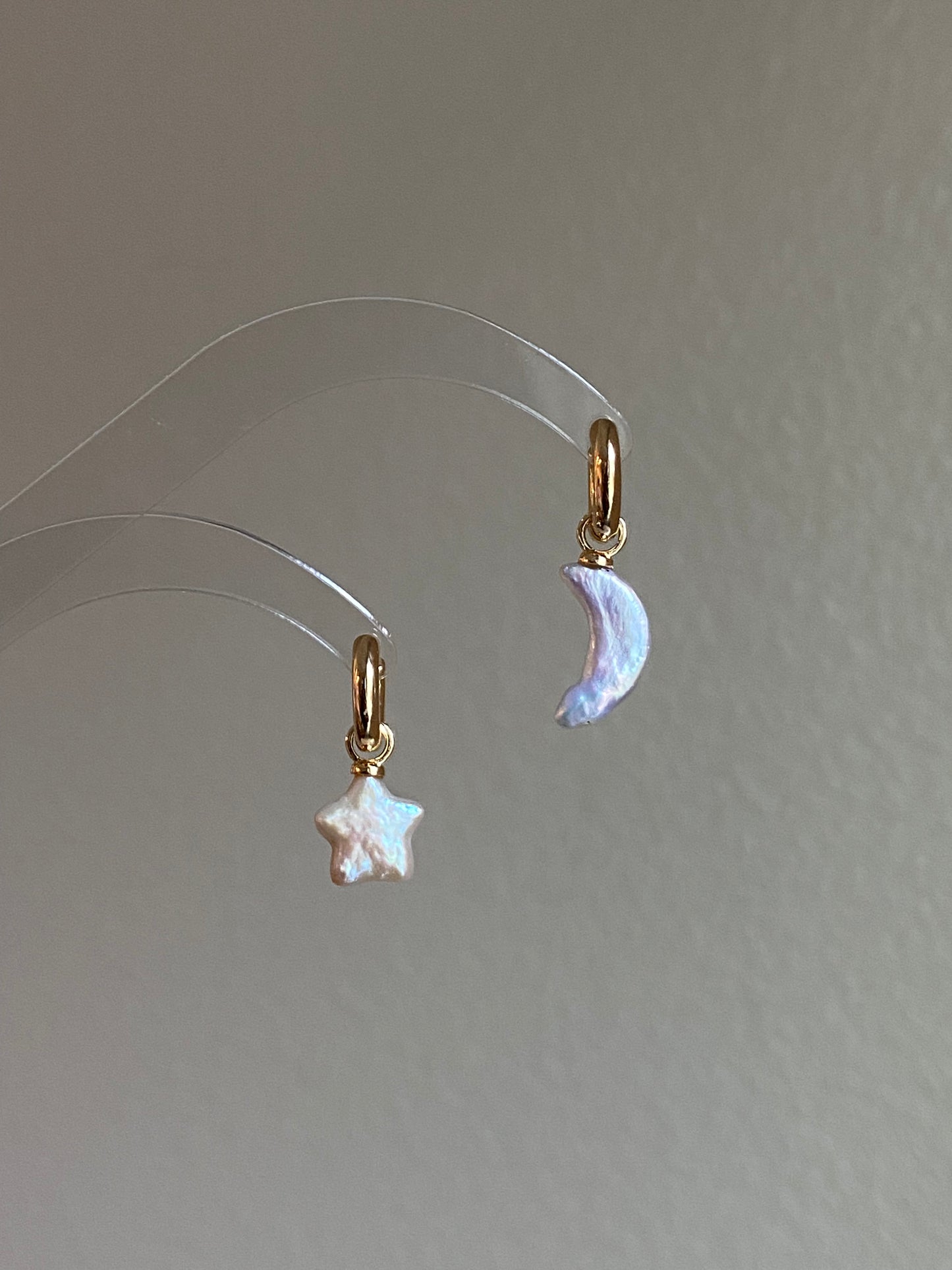 Freshwater pearls baroque star and moon shape studd dangle earring,multiple use pendant,gift for her,christmas gift