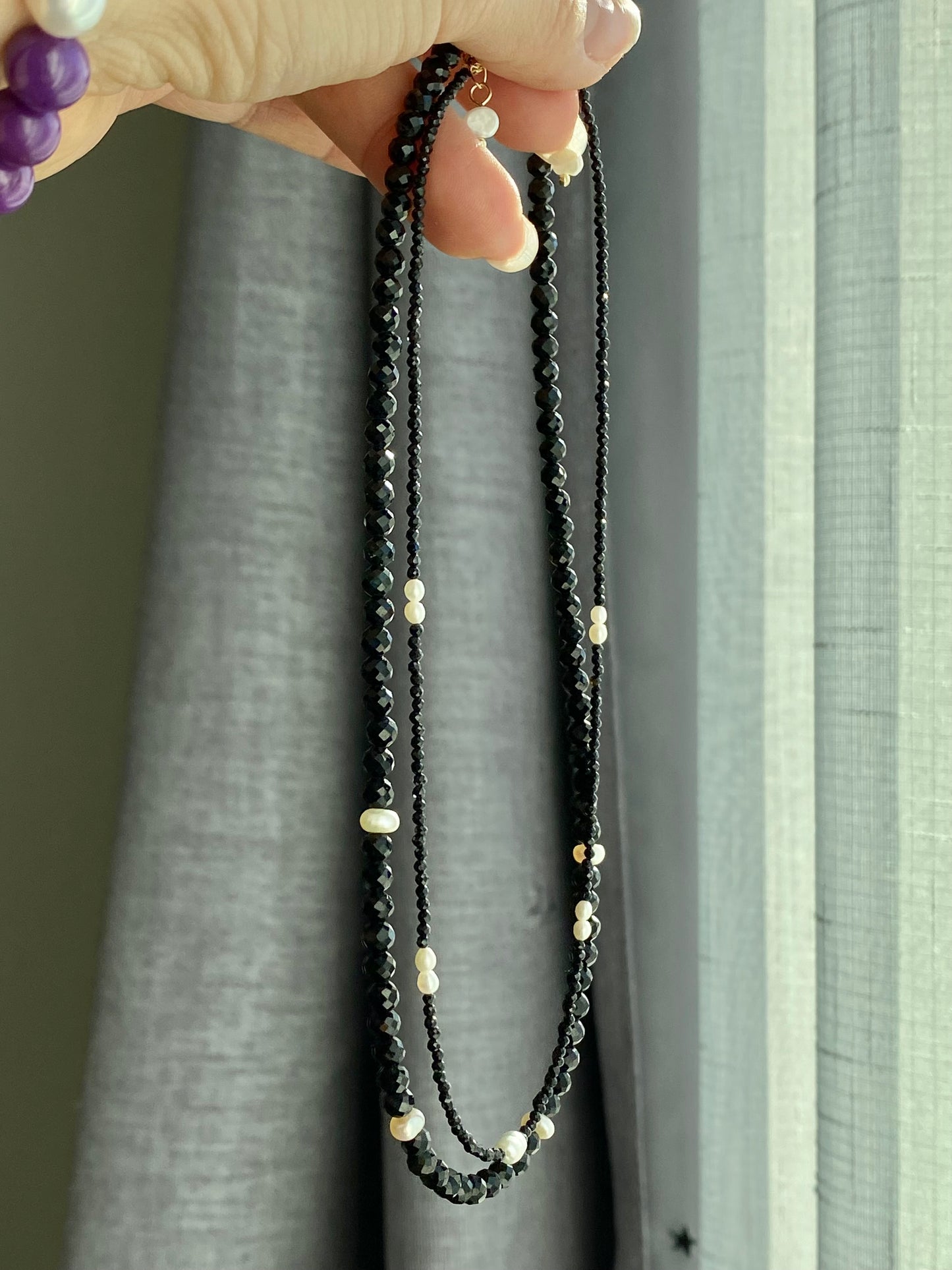 Minimalist Baroque Pearl super sparkling Dainty Black and white Modern Layering Chocker Necklace gift for her gift to them