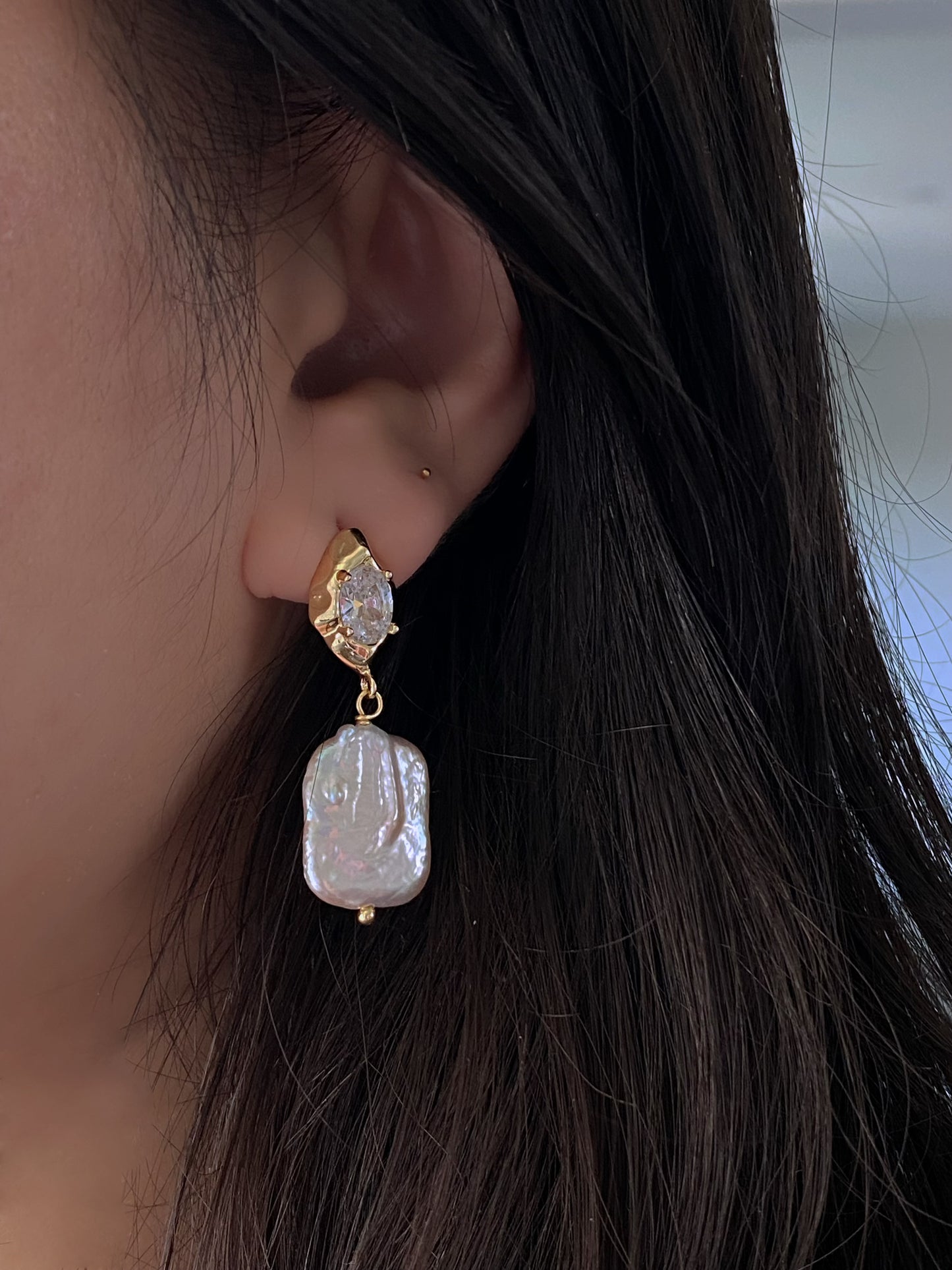 Freshwater Baroque Pearl Dangle Earrings Drop Earrings l Handmade Statement Earrings l Wedding Bridal Gift l Elegant Sparkling gift for her