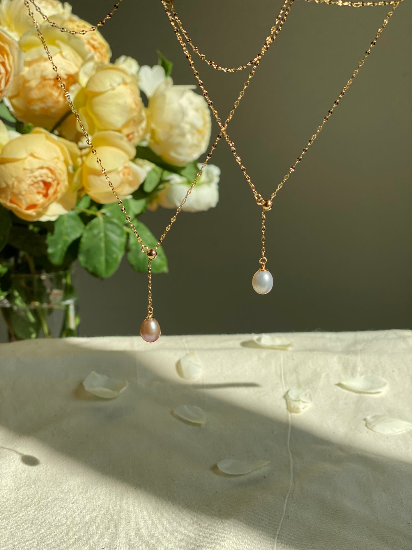 Minimalist Adjustable Lariat Necklace 18K Gold S925 Silver Water Ripple Chain, Dainty Elegant Wedding Jewelry Bridesmaid Gift for her