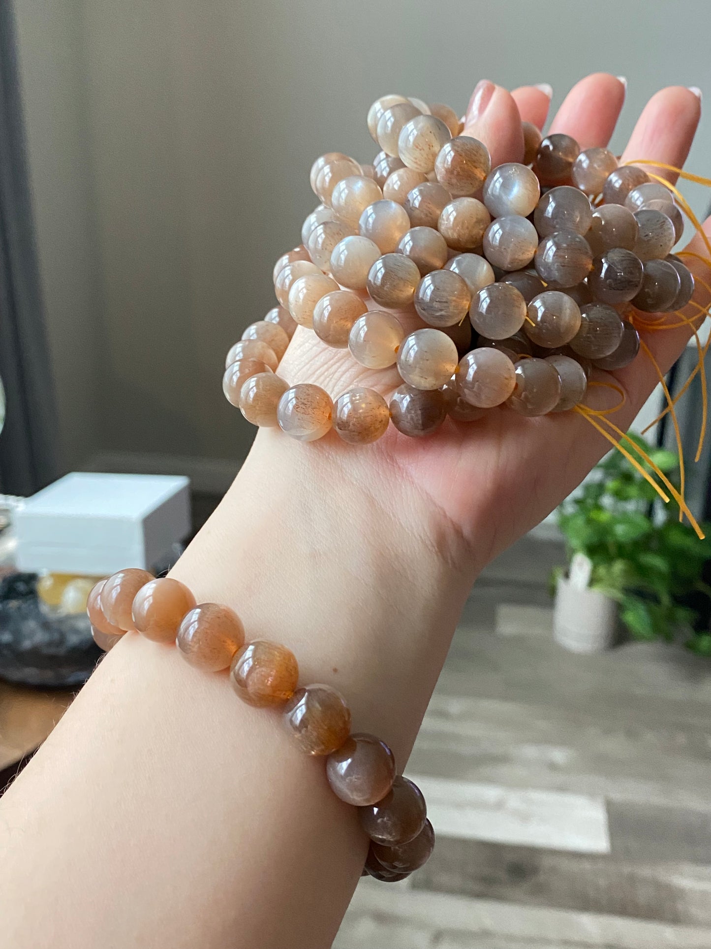 High Rare Gem Grade Gold Skeletal/Elestial Quartz Crystal Illuminate Fire Bracelet
