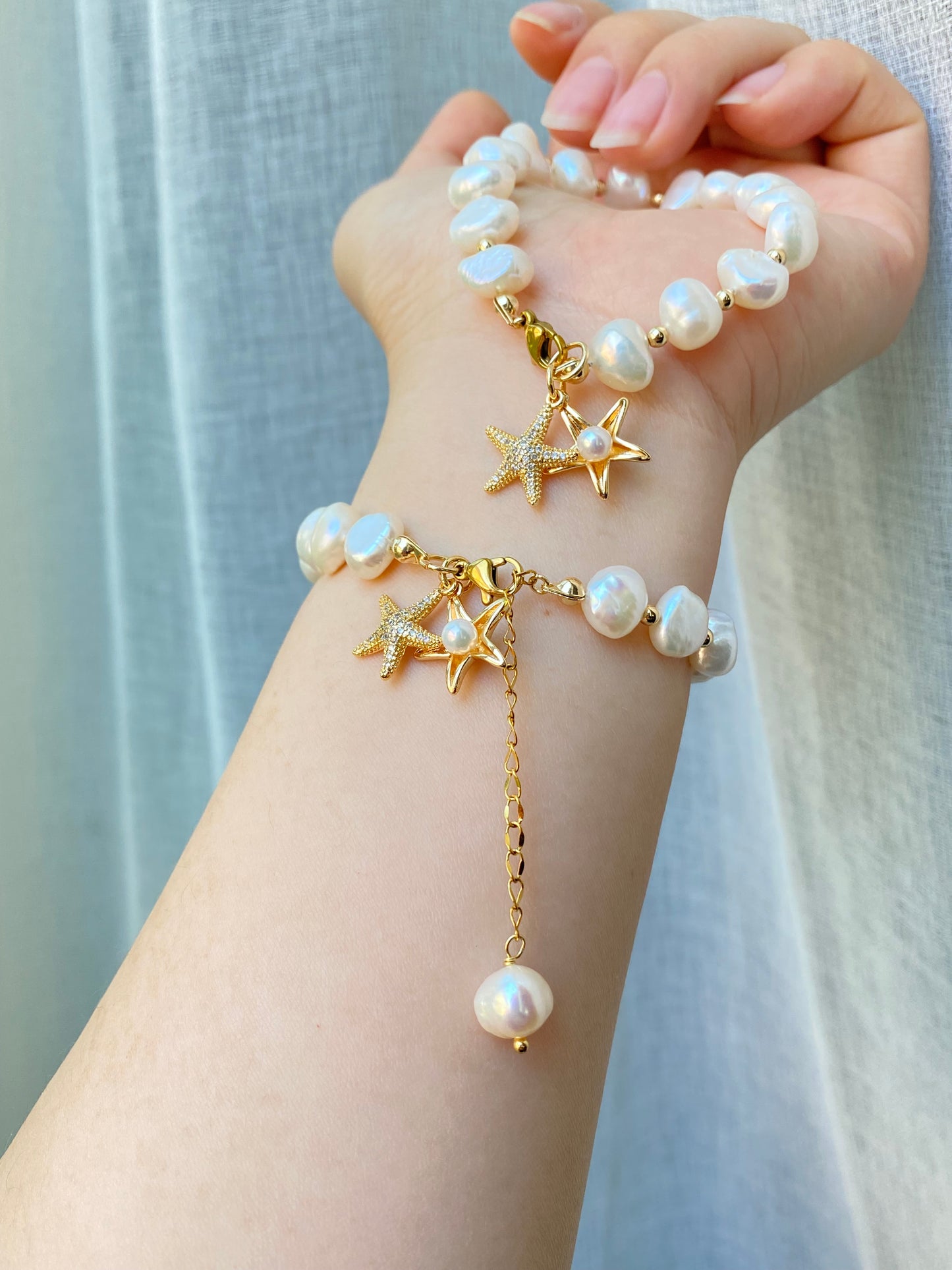 Baroque Pearl Starfish Akoya Bracelet Anklet
