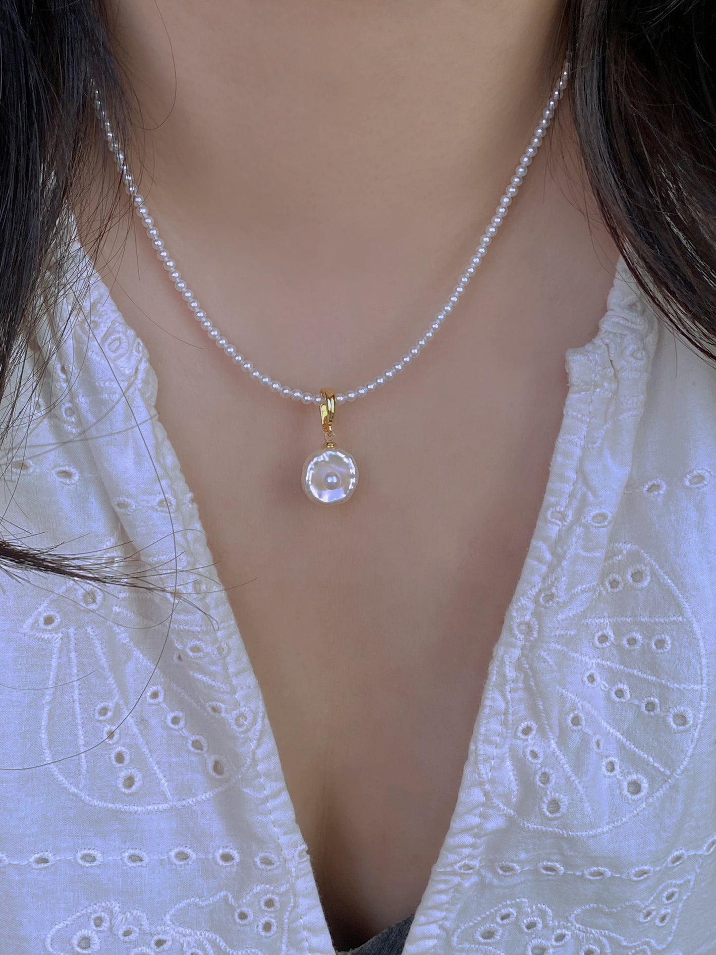 Unique Handmade Baroque Pearl Fried Egg Pendant – Removable Universal Charm for Necklace