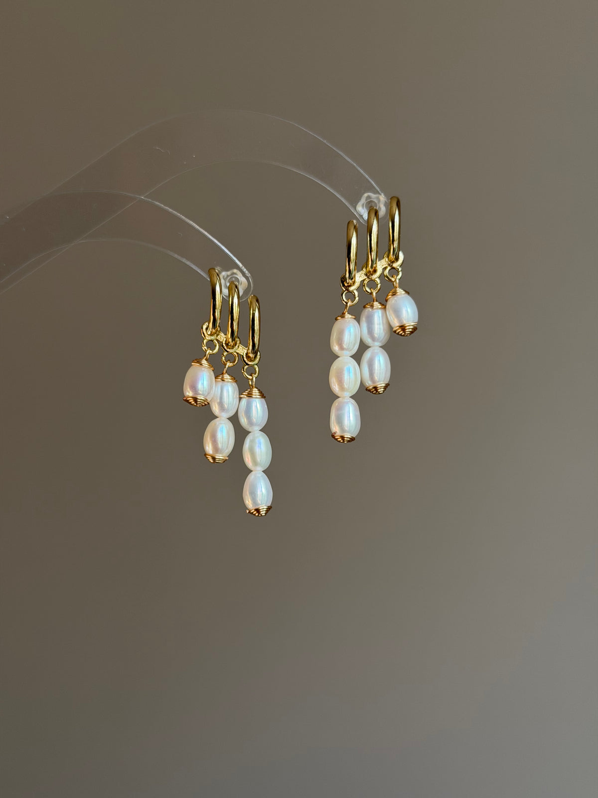 TRINITY DROP | Faux Triple Piercing Pearl Earrings