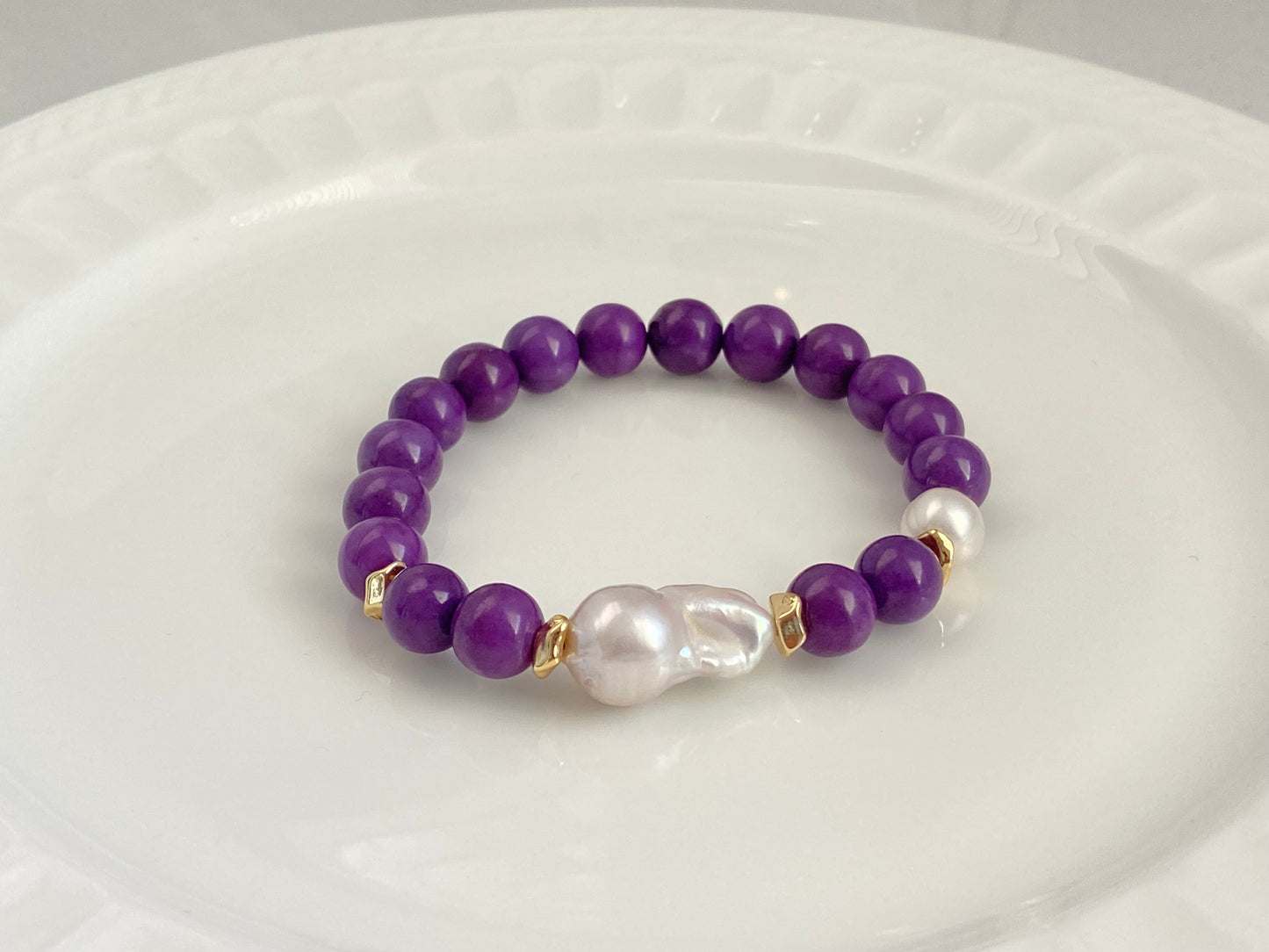 Freshwater fireball baroque Pearl Crystal Bracelet Elegant Purple Love Bracelet gift for her birthday gift Valentine‘s gift