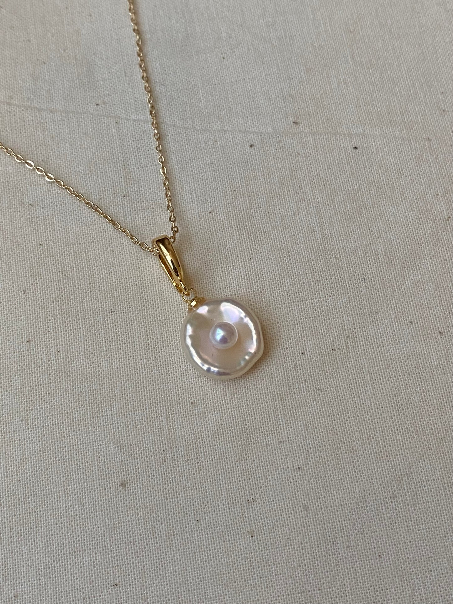 Unique Handmade Baroque Pearl Fried Egg Pendant – Removable Universal Charm for Necklace