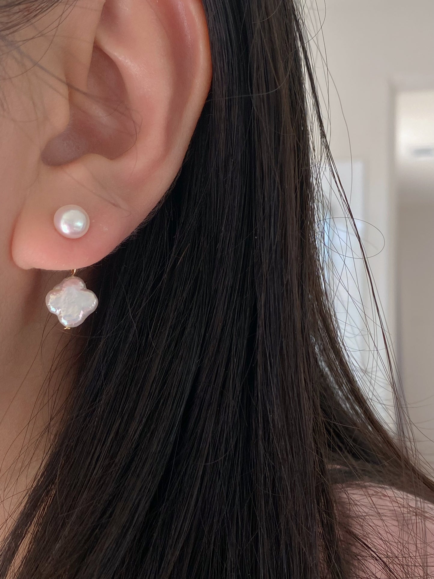 2-in-1 customizable Baroque Pearl dangle earring dainty elegant earring Bridesmaid Gift for her unique handmade earring birthday earring