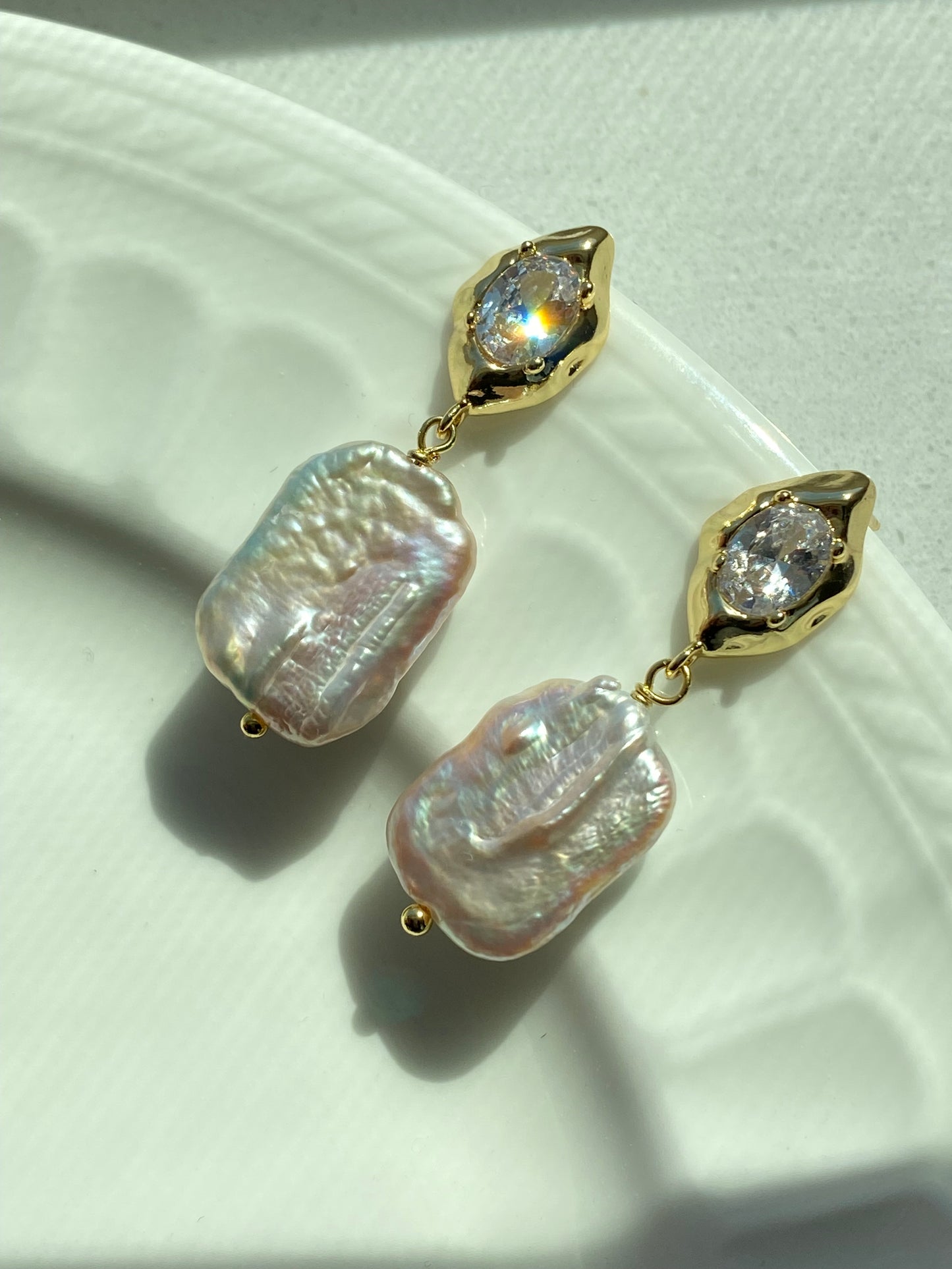 Freshwater Baroque Pearl Dangle Earrings Drop Earrings l Handmade Statement Earrings l Wedding Bridal Gift l Elegant Sparkling gift for her