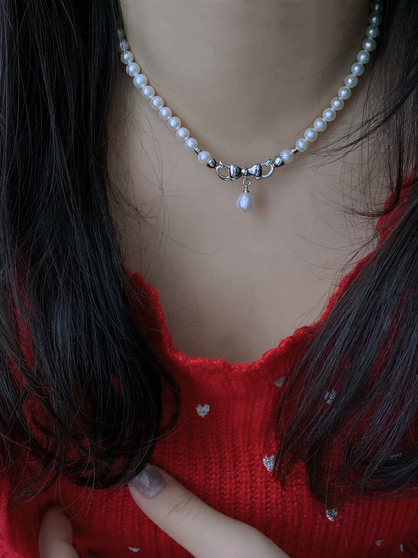 Multi-Functional Pearl Necklace with Detachable Bow Pendant, Classic Freshwater Pearls, Elegant Jewelry for Women, Gift for Her
