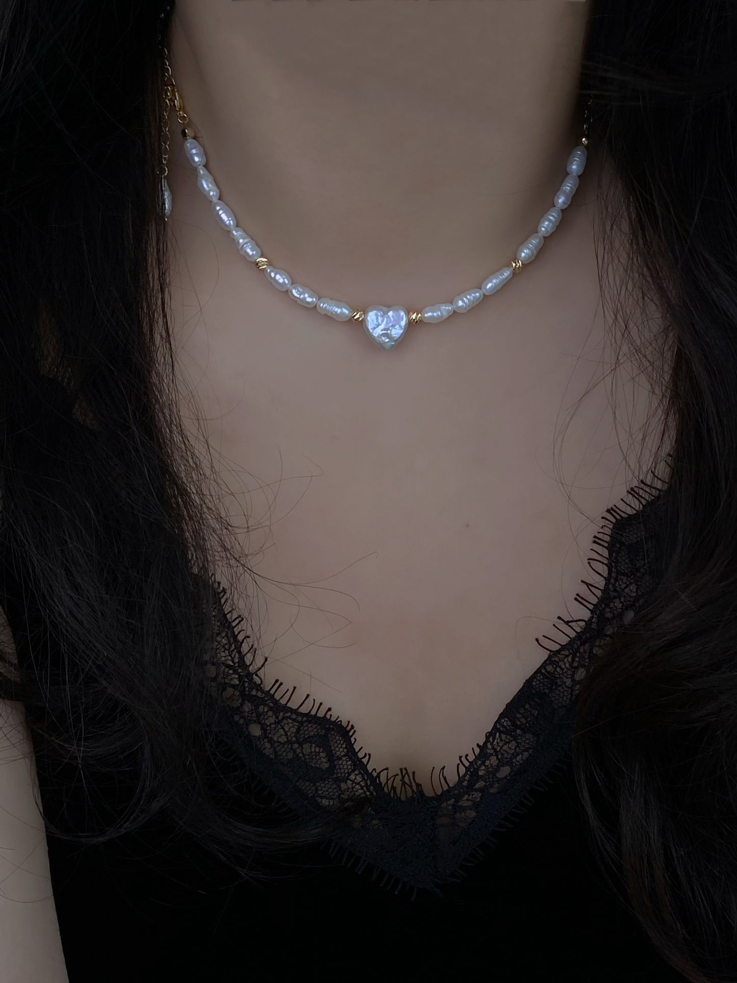 Minimalism Baroque Pearl Heart Cross Bracelet Convertible Choker Necklace Dainty Layering Jewelry gift for her shower gift elegant bracelet