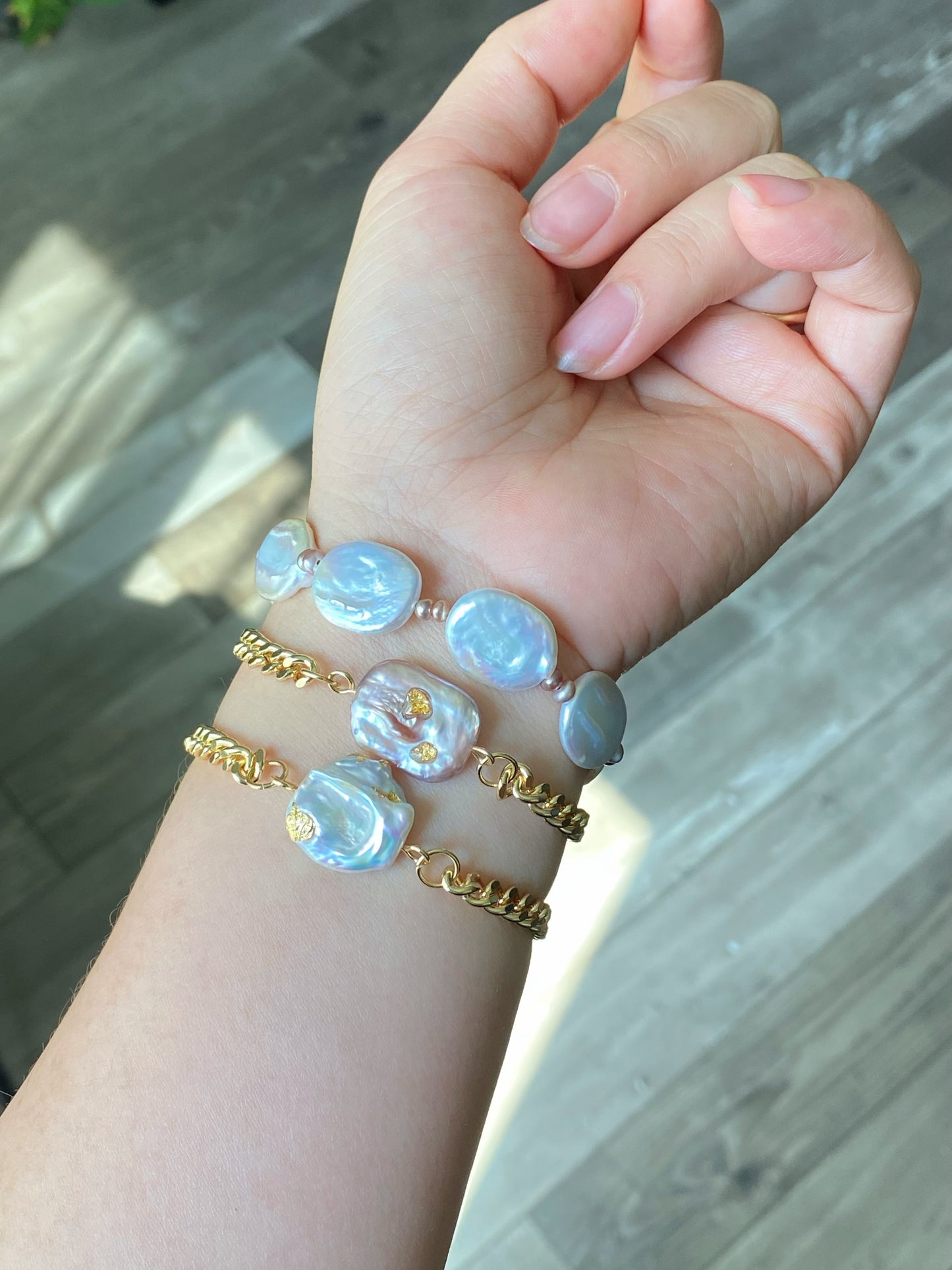 Baroque Pearl Bracelet | Chunky Gold Chain