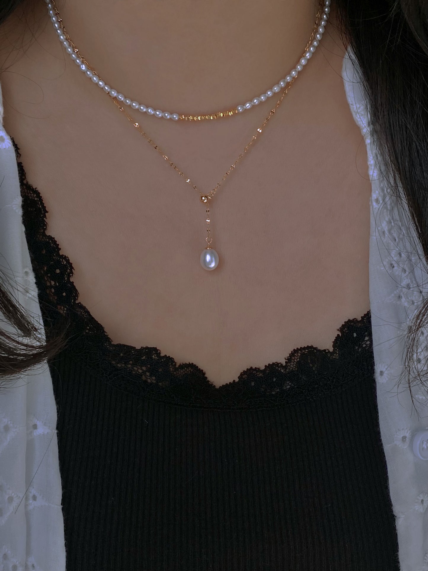 Minimalist Adjustable Lariat Necklace 18K Gold S925 Silver Water Ripple Chain, Dainty Elegant Wedding Jewelry Bridesmaid Gift for her