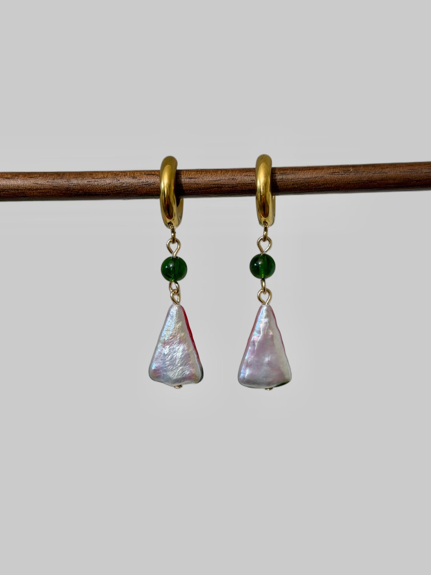 Baroque Pearl Watermelon Hoop Earrings Fruit Summer Jewelry