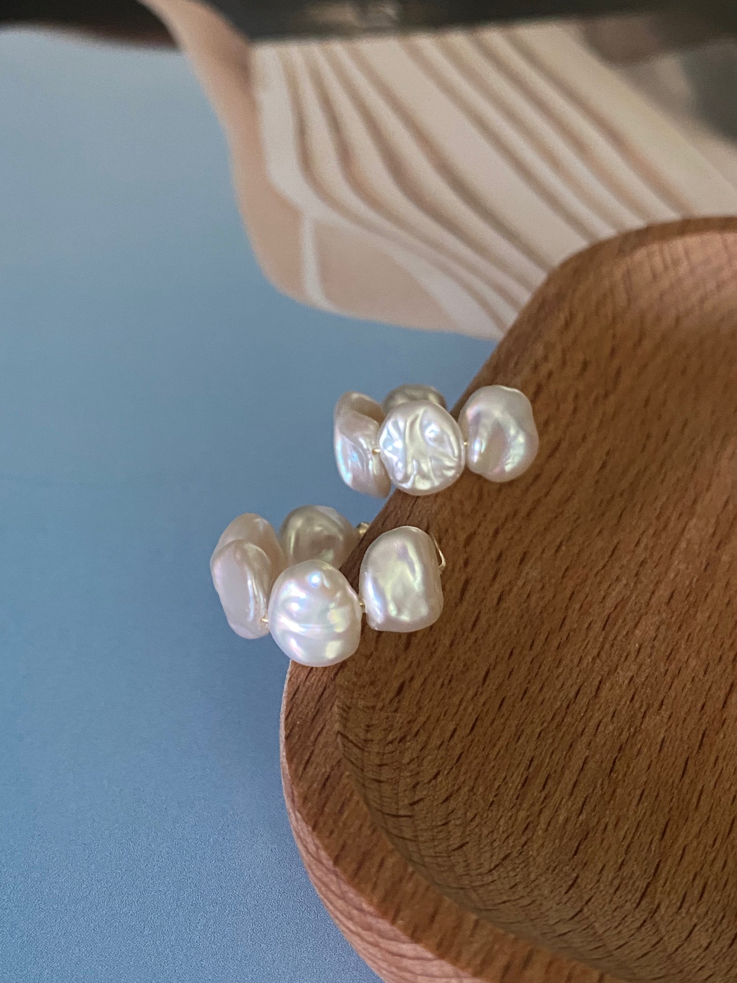 Aurora Keshi Pearl,grey blue luster baroque dangle earring,gift for her,holiday gift