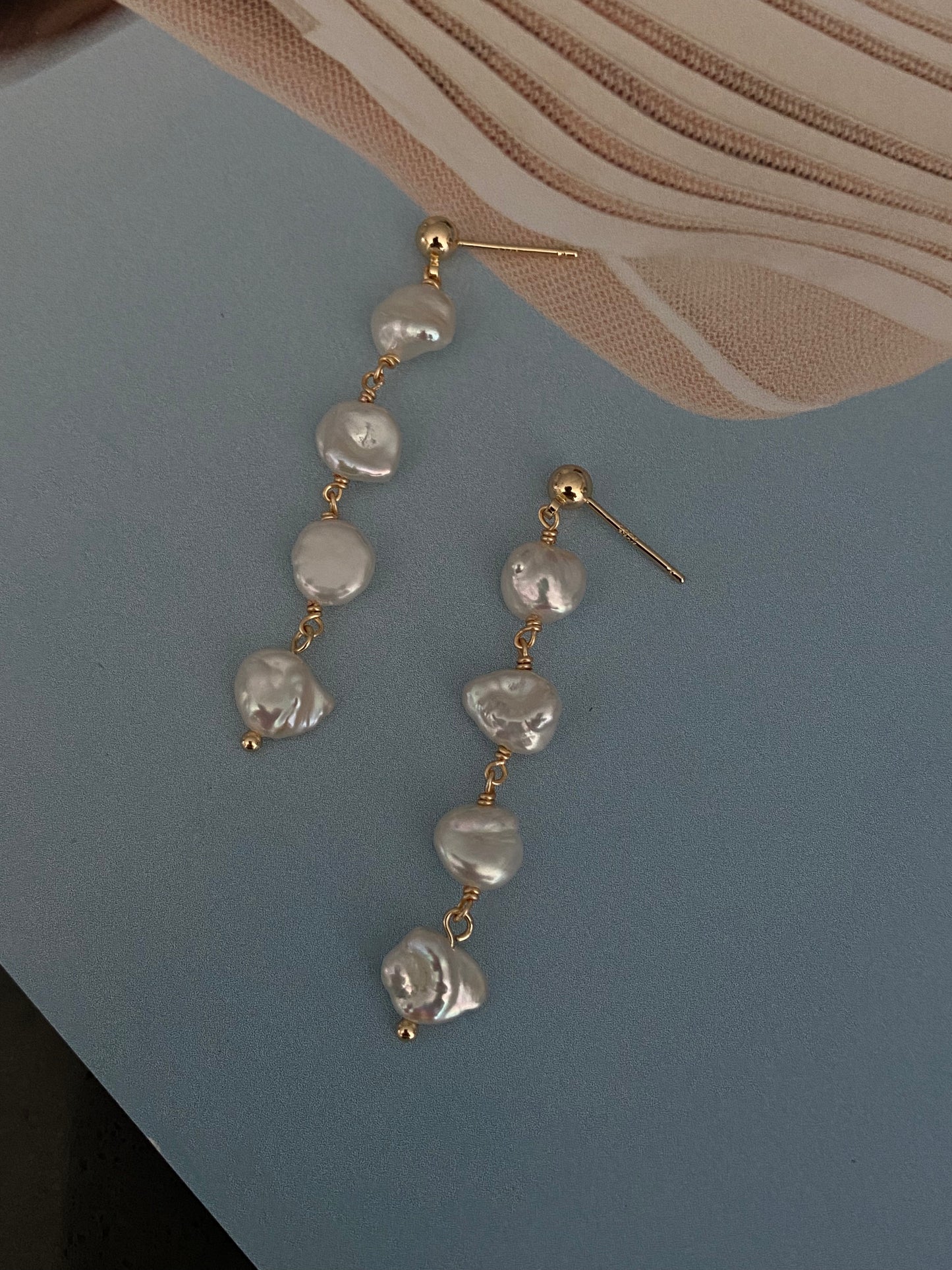 Aurora Keshi Pearl,grey blue luster baroque dangle earring,gift for her,holiday gift