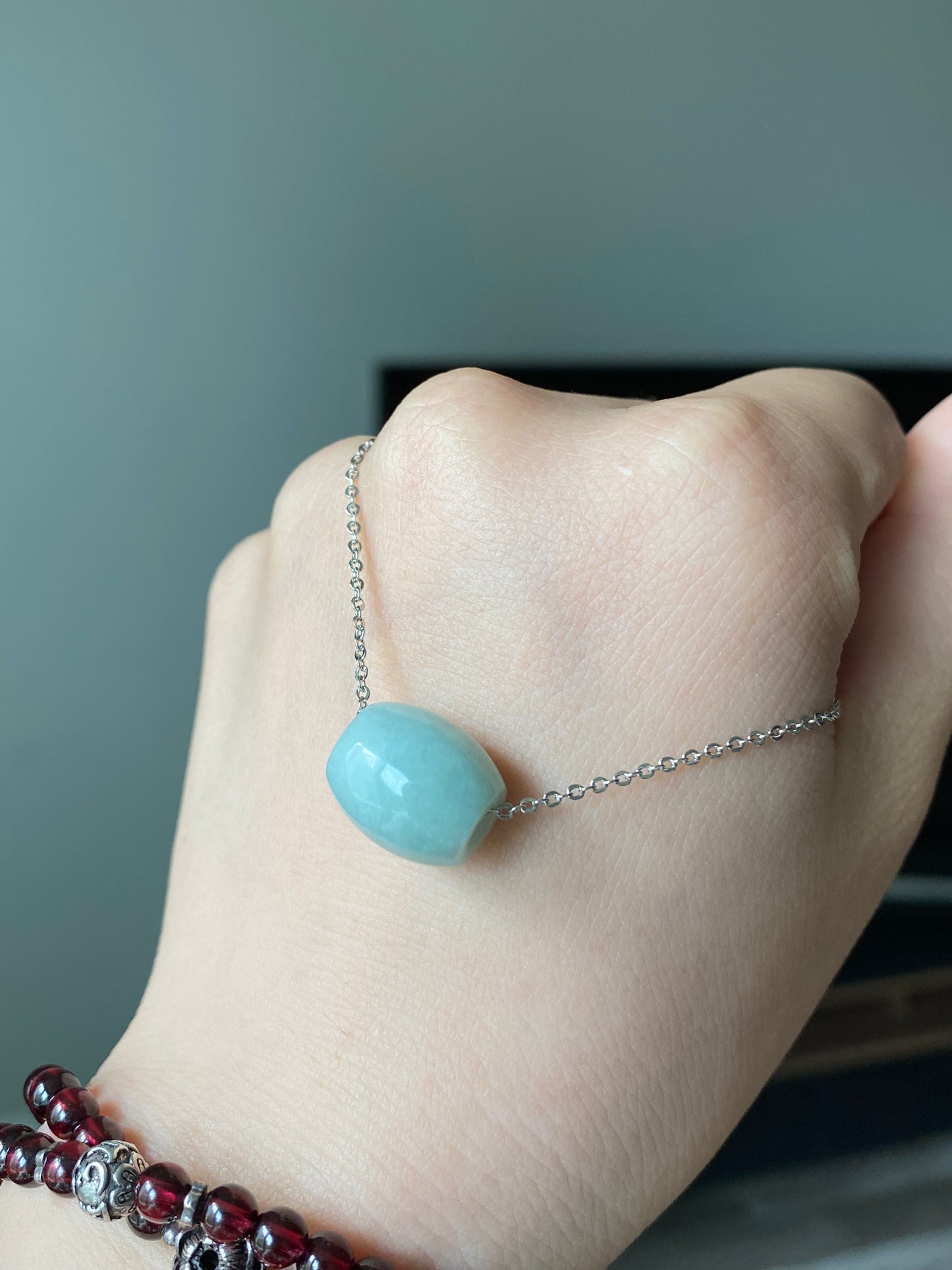 AAA Natural BIYU Hetian Jade barrel bead Nephrite bead Lucky bead Necklace,gift for her,gift for him,christmas gift
