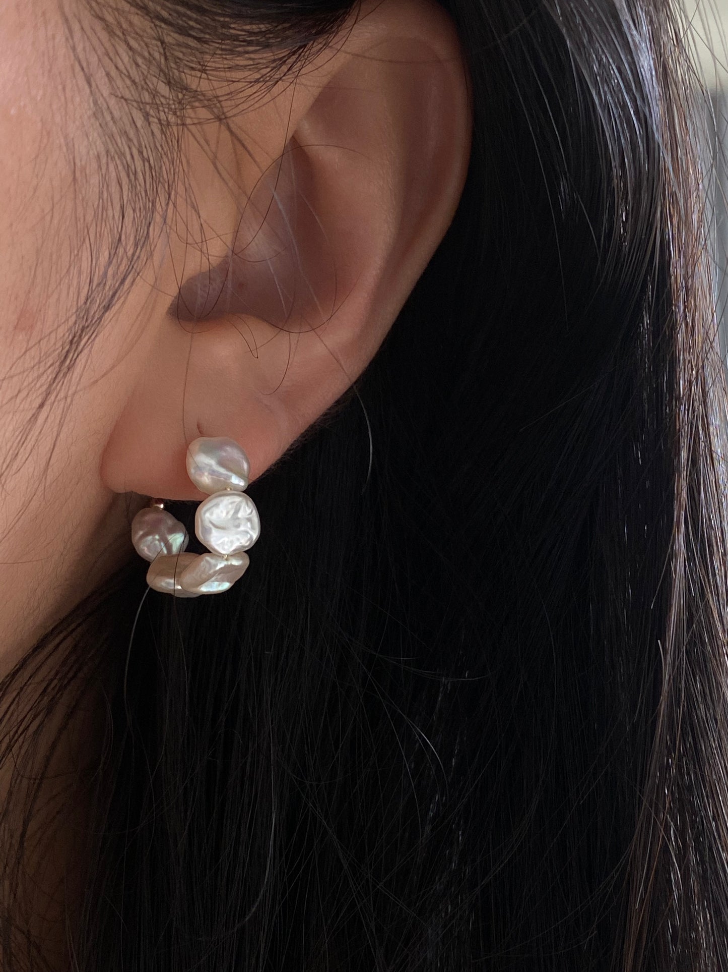 Aurora Keshi Pearl,grey blue luster baroque dangle earring,gift for her,holiday gift