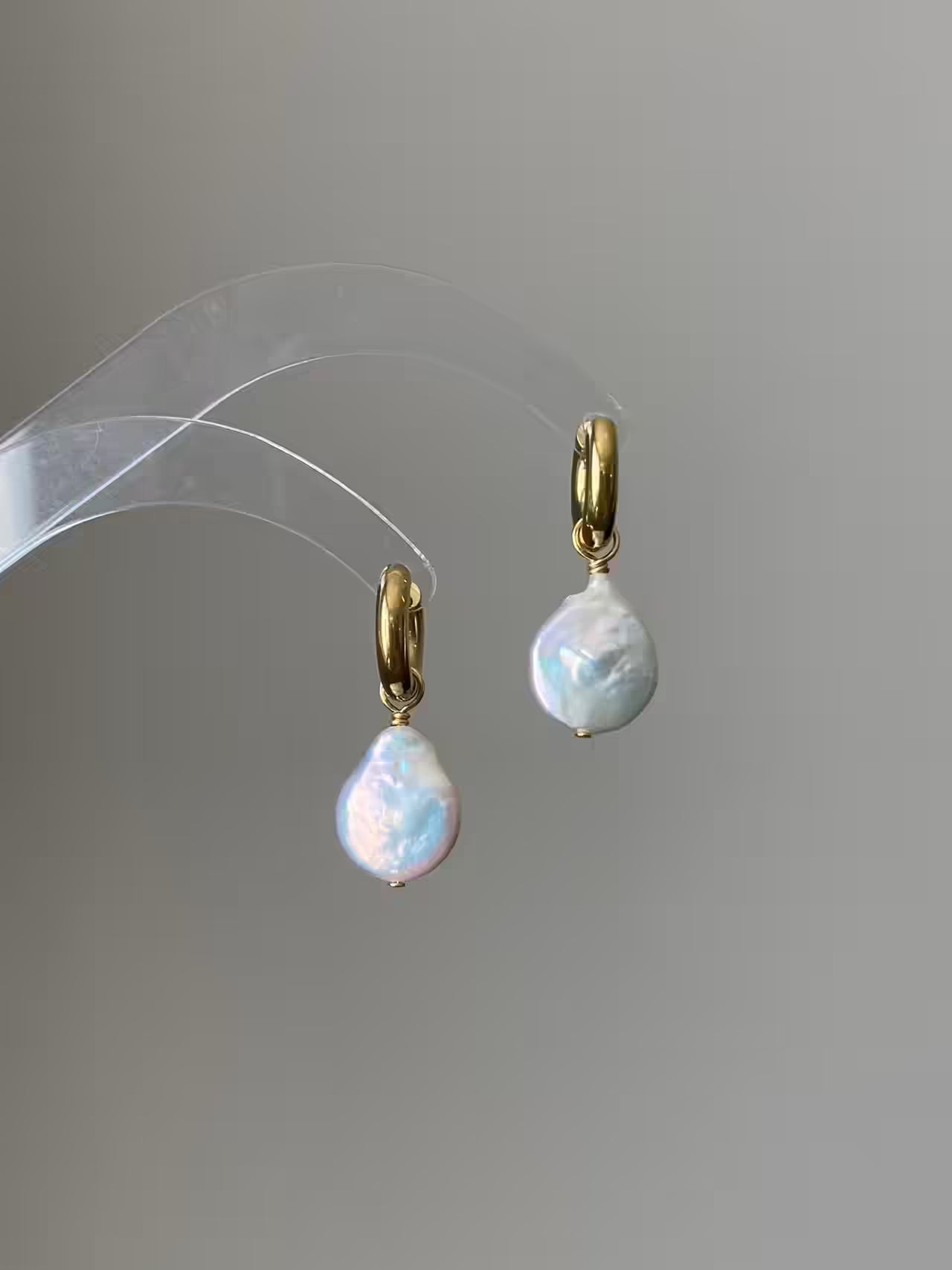 Mermaid's Tear Baroque Pearl Dangle Earrings - Iridescent Drop Pearl Huggies - Handmade Oceanic Aesthetic Jewelry