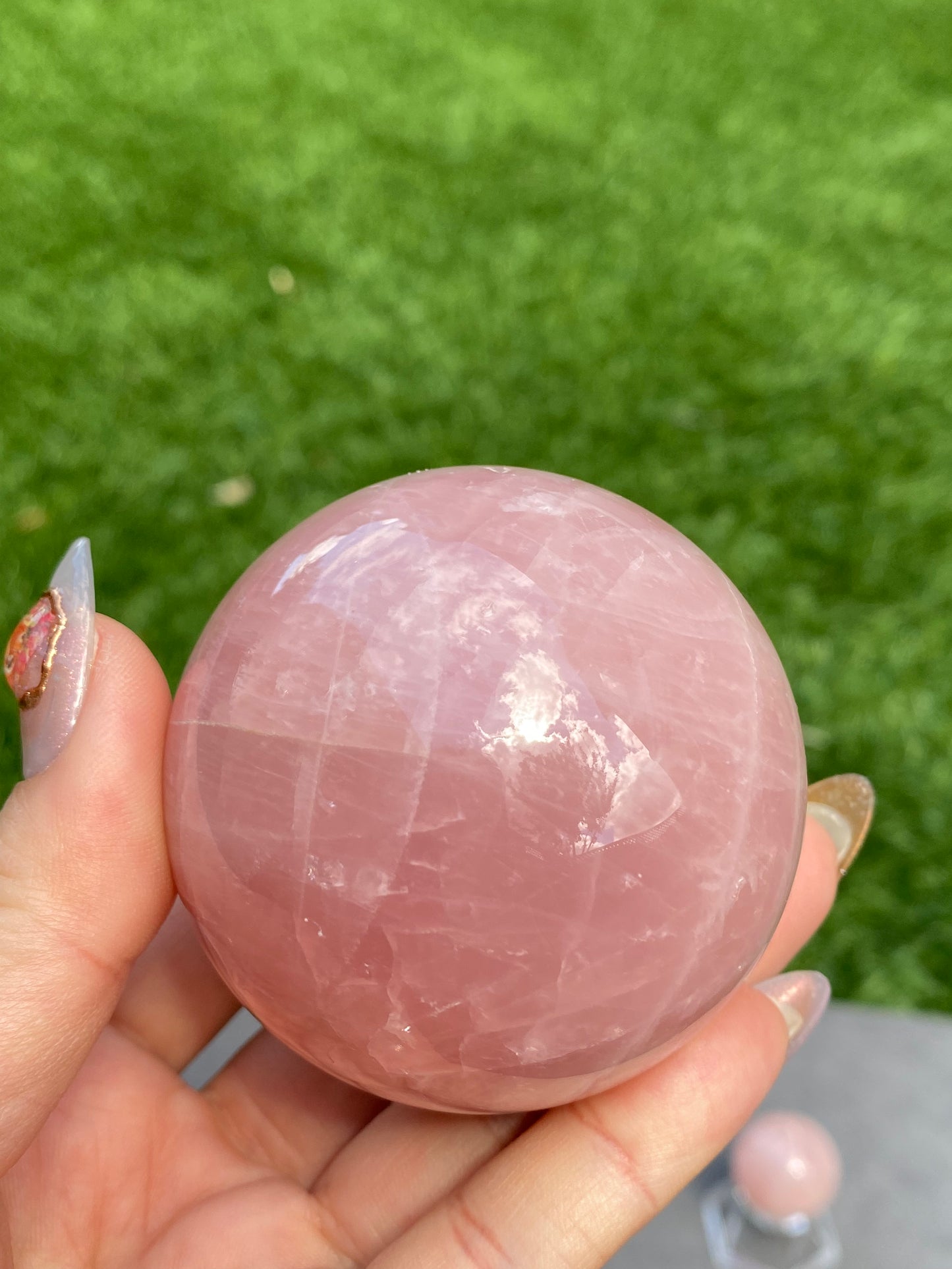 Hight grade 76MM Natural Rose quartz Sphere,Quartz Crystal Ball,Crystal Healing Divination ball,Led light stander
