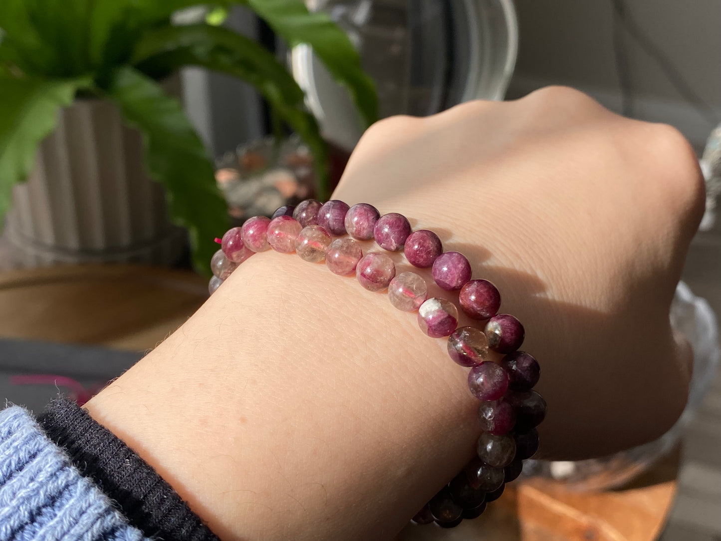 Natural Ruby Red Tourmaline, Pink Tourmaline 6mm-7mm Beaded Bracelet,wholesale price