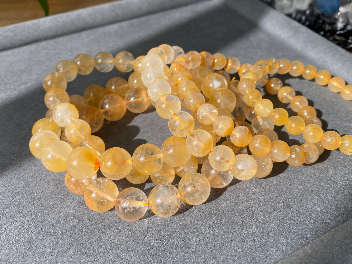 AAAA High Grade Rare Natural Yellow Red Gold Amphibole Quartz, Angel Phantom Quartz bead bracelet 7mm/8mm/9mm/10mm/11mm/12mm