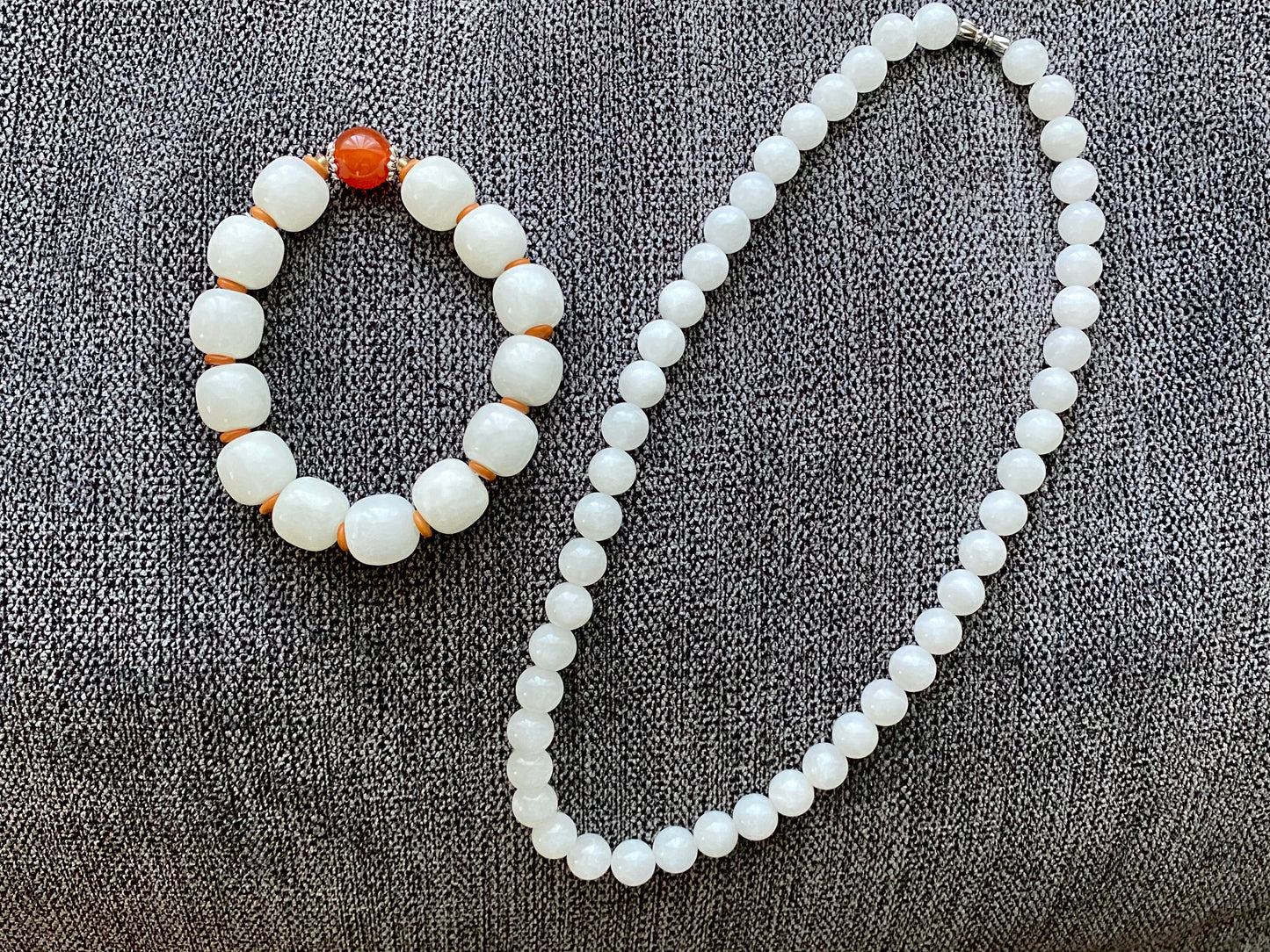 Make Friend Price Authentic Natural Hetian White Jade Round bead White Nephrite Nacklace 10mm Best Gift for her,gift for Mom