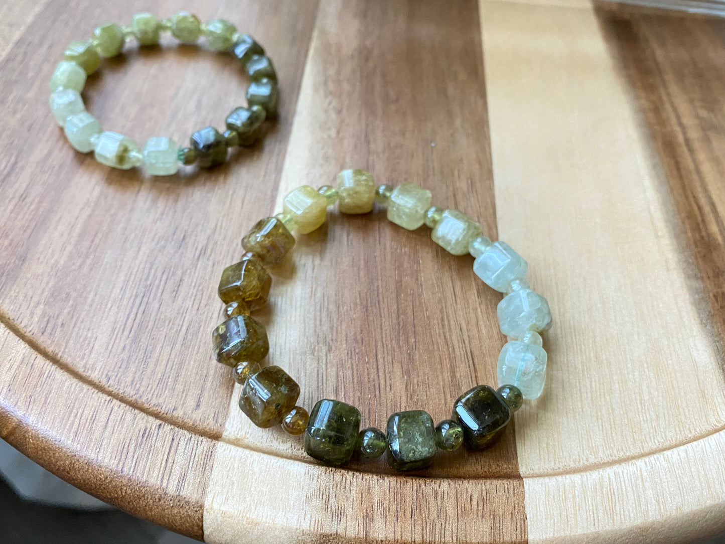 Noble green square shape Tsavorite gradient bead bracelet8mm/9mm gift for her