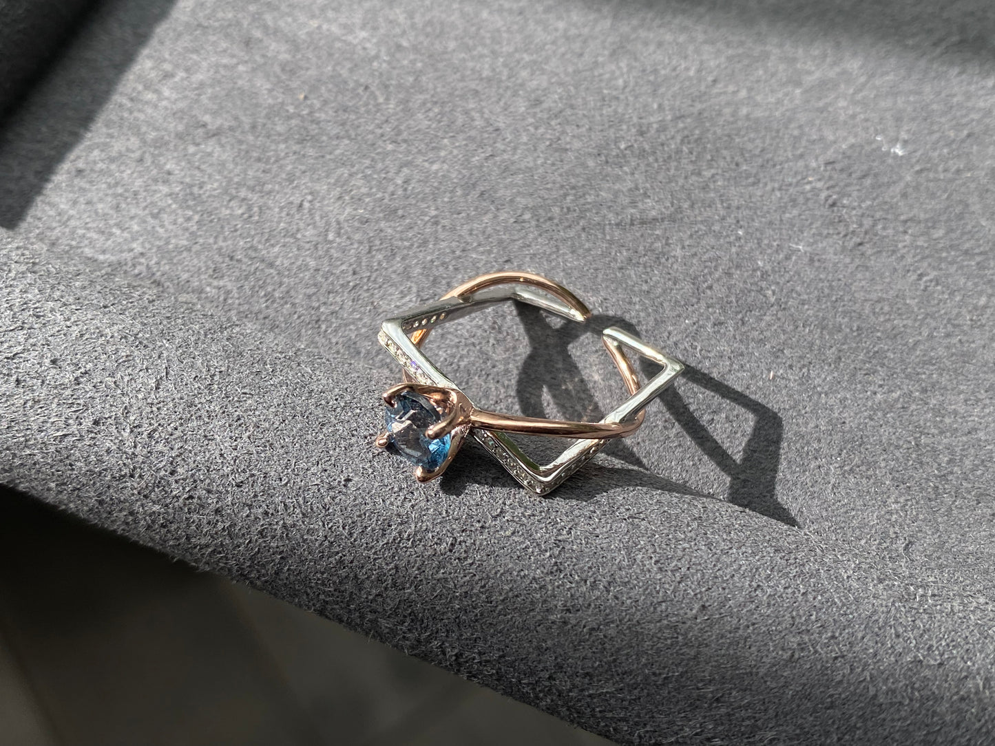Natural Blue Topaz Statement Ring, Sterling Silver Birthday Ring Promise, Anniversary Ring for Women, Mother's Day Gift