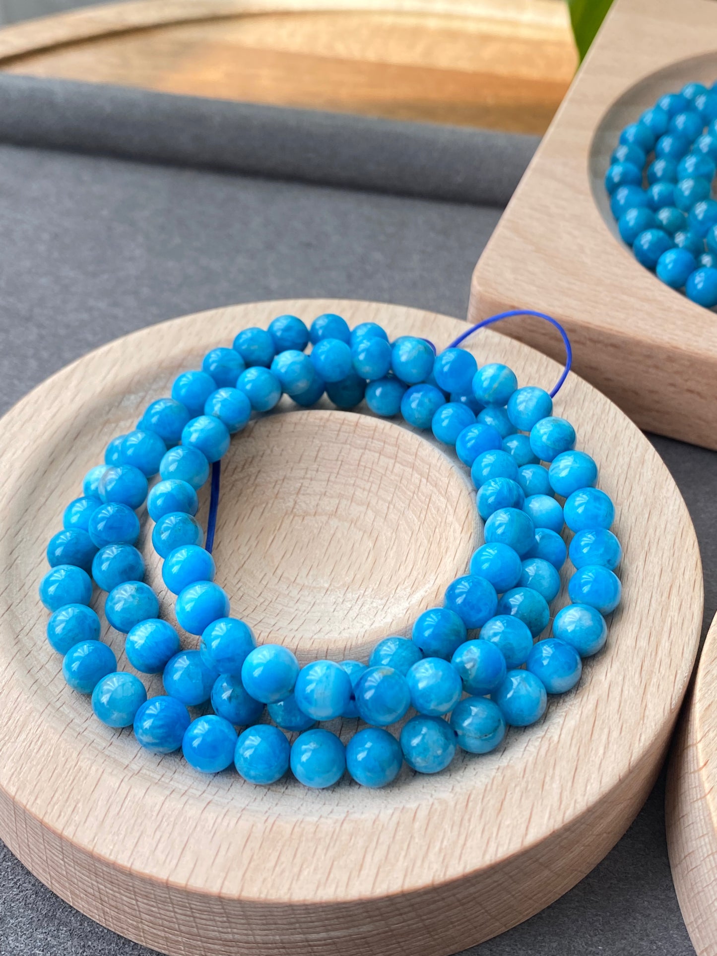 AAA Grade Natural Blue Apatite Round Crystal Yoga Jewelry ,Boho Jewelry Bracelet 6mm 7mm 8mm 9mm