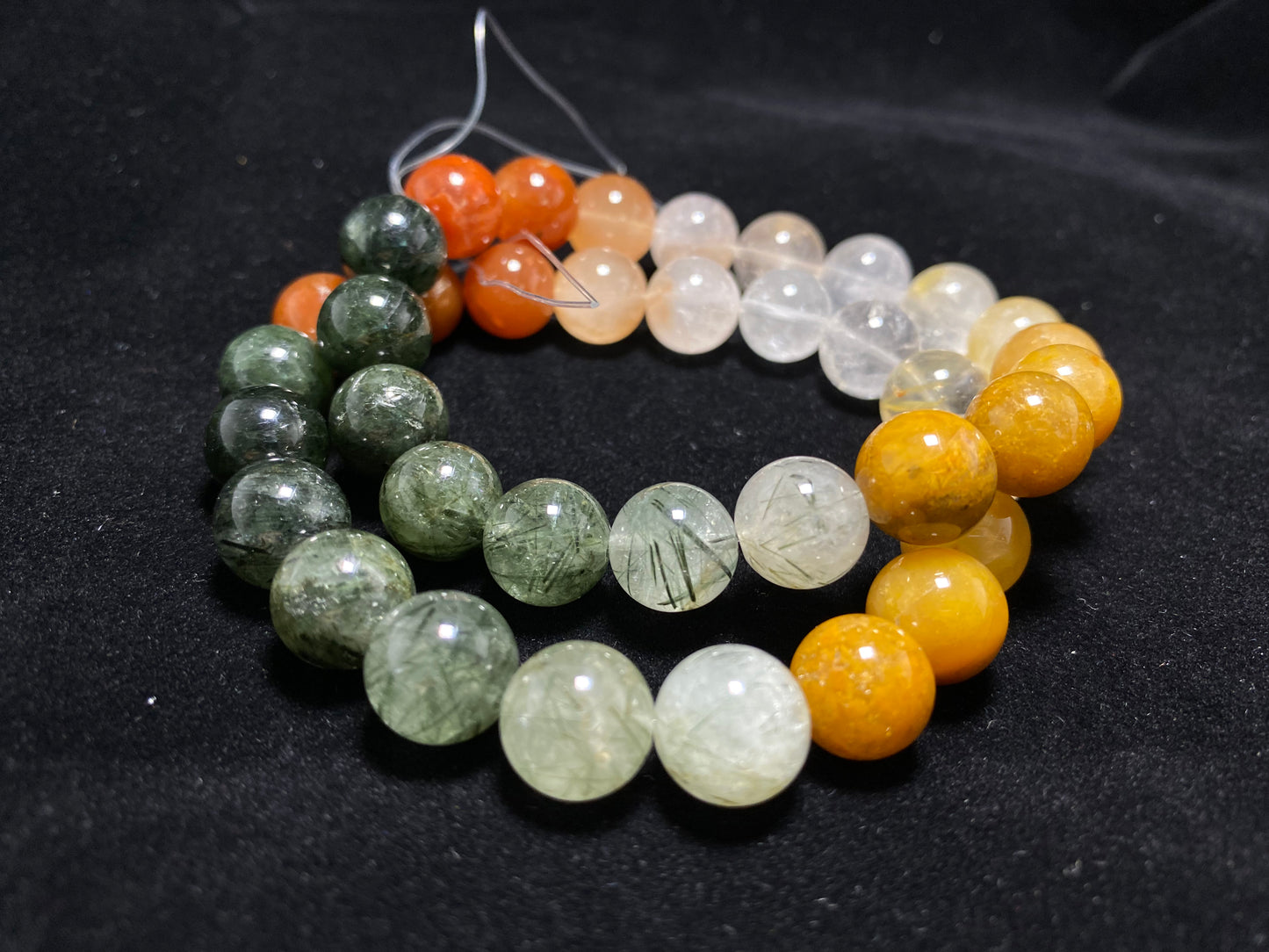 Natural Rainbow Rutilated Quartz gemstone Fortune and Lucky Healing bead bracelet