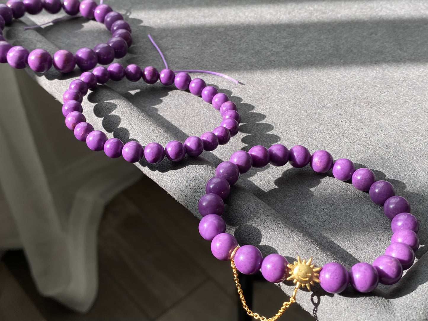 7MM,8MM,10MM AAAA+ Natural Purple Mica,Phosphosiderite Beaded Bracelet Deep Purple
