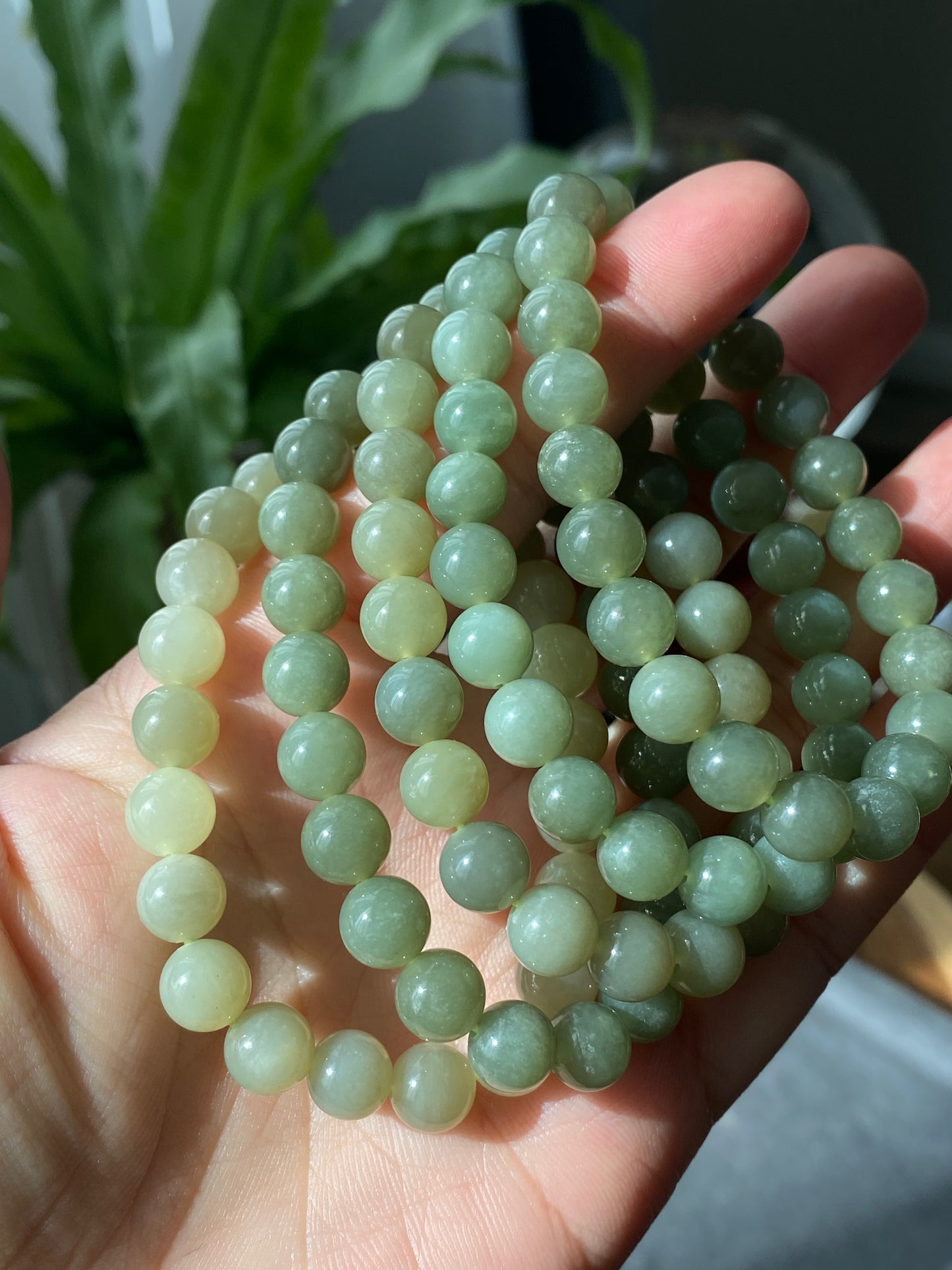 Natural Myanmar Green Jadeite,Nephrite Jade smooth round bead Bracelet,handmade bracelet 8mm+