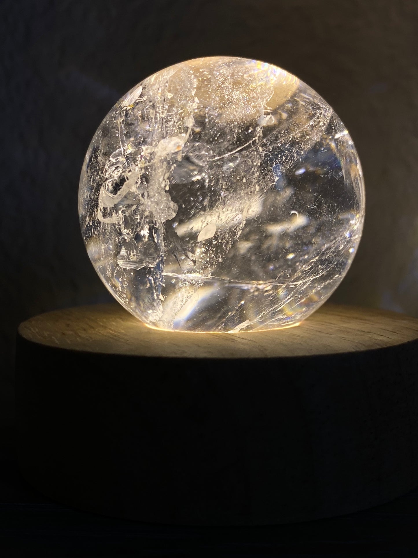 Natural Rainbow in Quartz White Rock Crystal Ball, Crystal point, White Azeztulite Quartz Mineral Specimen,Divination sphere Ball