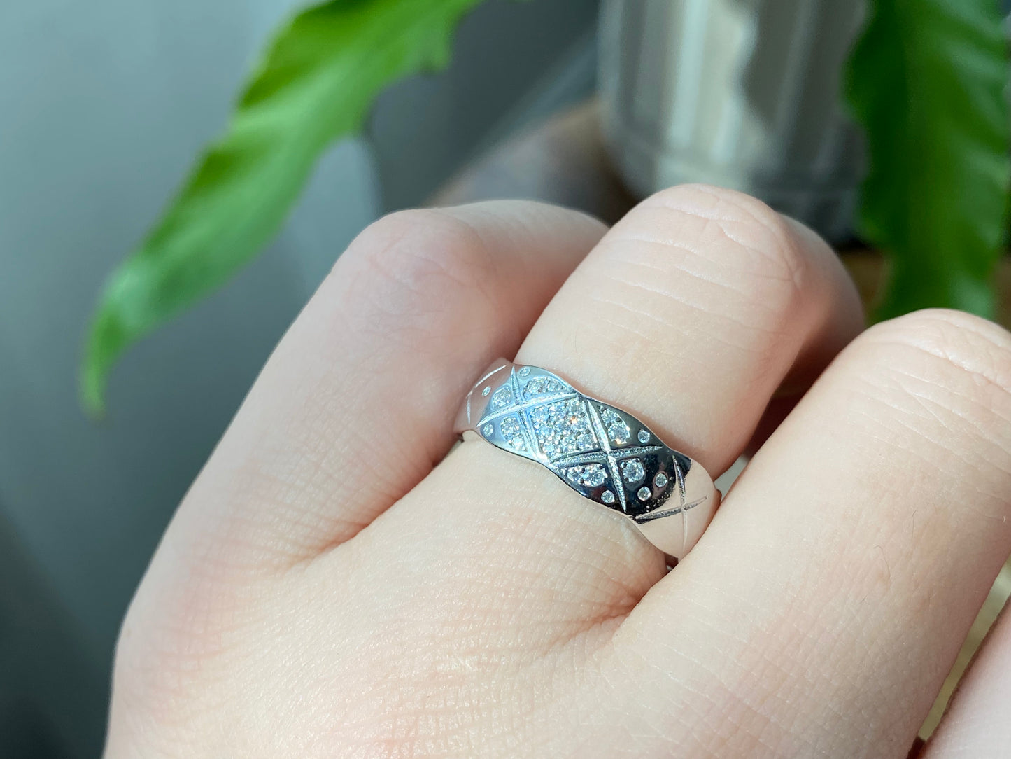 Certificated 1.0 ct. Moissanite Lozenge Sterling silver everyday ring wedding ring with box