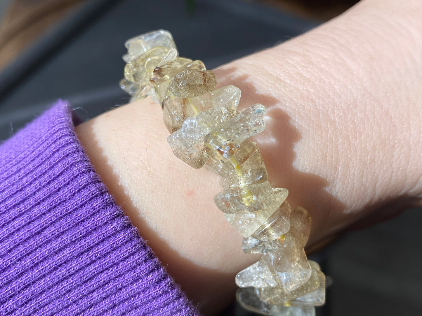 Natural High grade Libyan Gold Tektite/Libyan Desert Glass irregular shape bead bracelet high energy