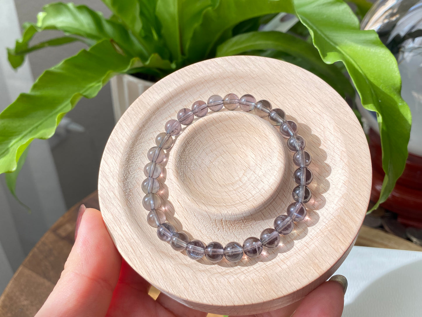 Andes Mts. Hight Grade Natural Clear Grey Andesine Labradorite round bead bracelet 7mm