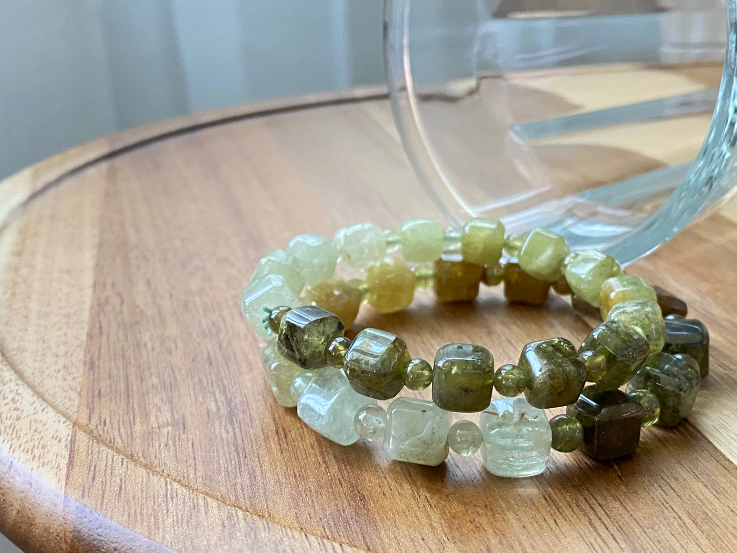 Noble green square shape Tsavorite gradient bead bracelet8mm/9mm gift for her
