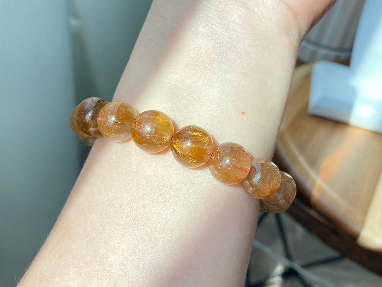 Top Grade Latte gold Coffee Rutilated Quartz, wealth, health,block bad energies round bead bracelet 10mm,12mm,13mm