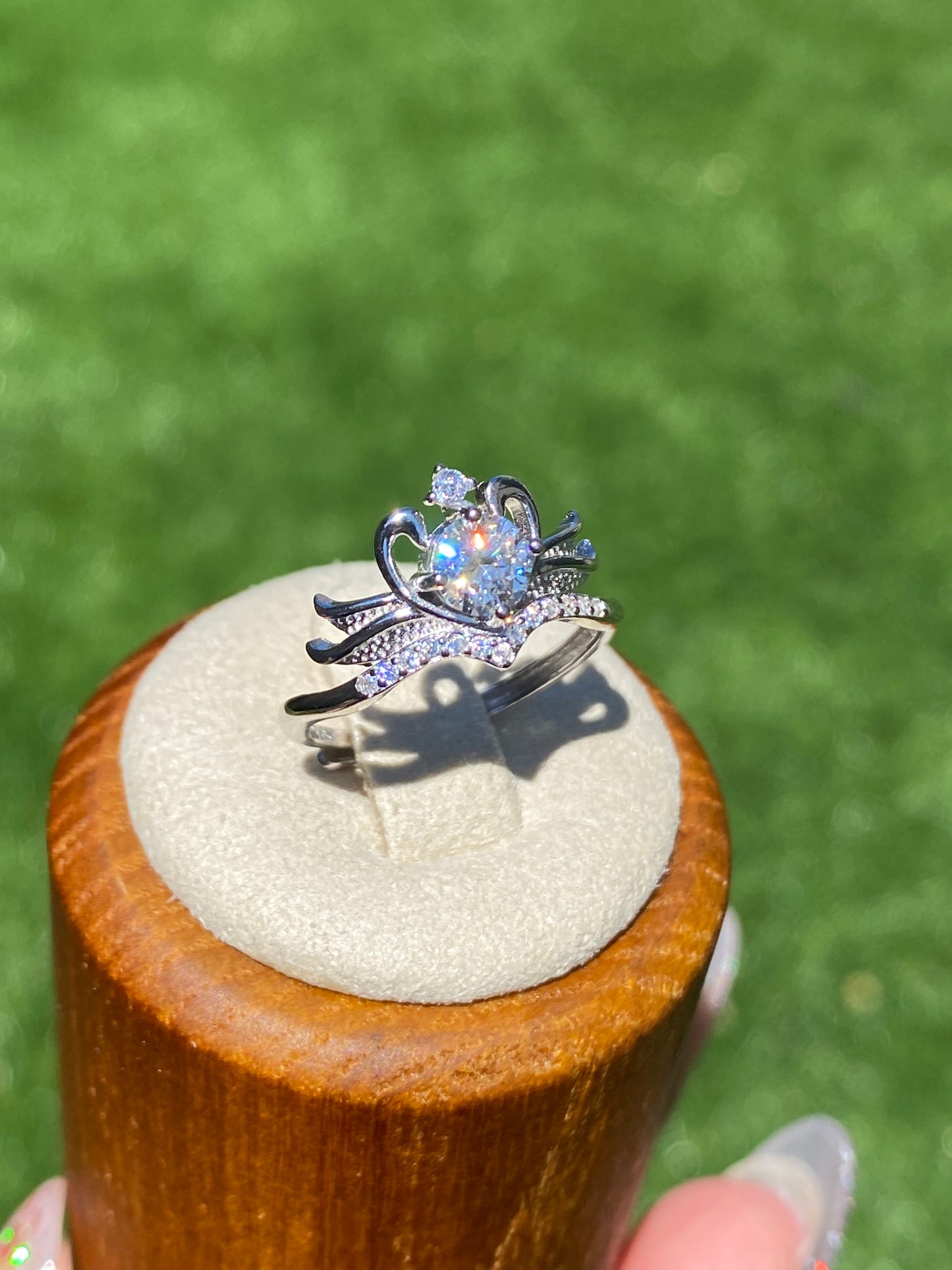 Certificated 0.5ct. Moissanite Swan Heart Disney Princess sterling silver Ring,wedding ring, Groomsman gifts,Bridesmaid Gifts