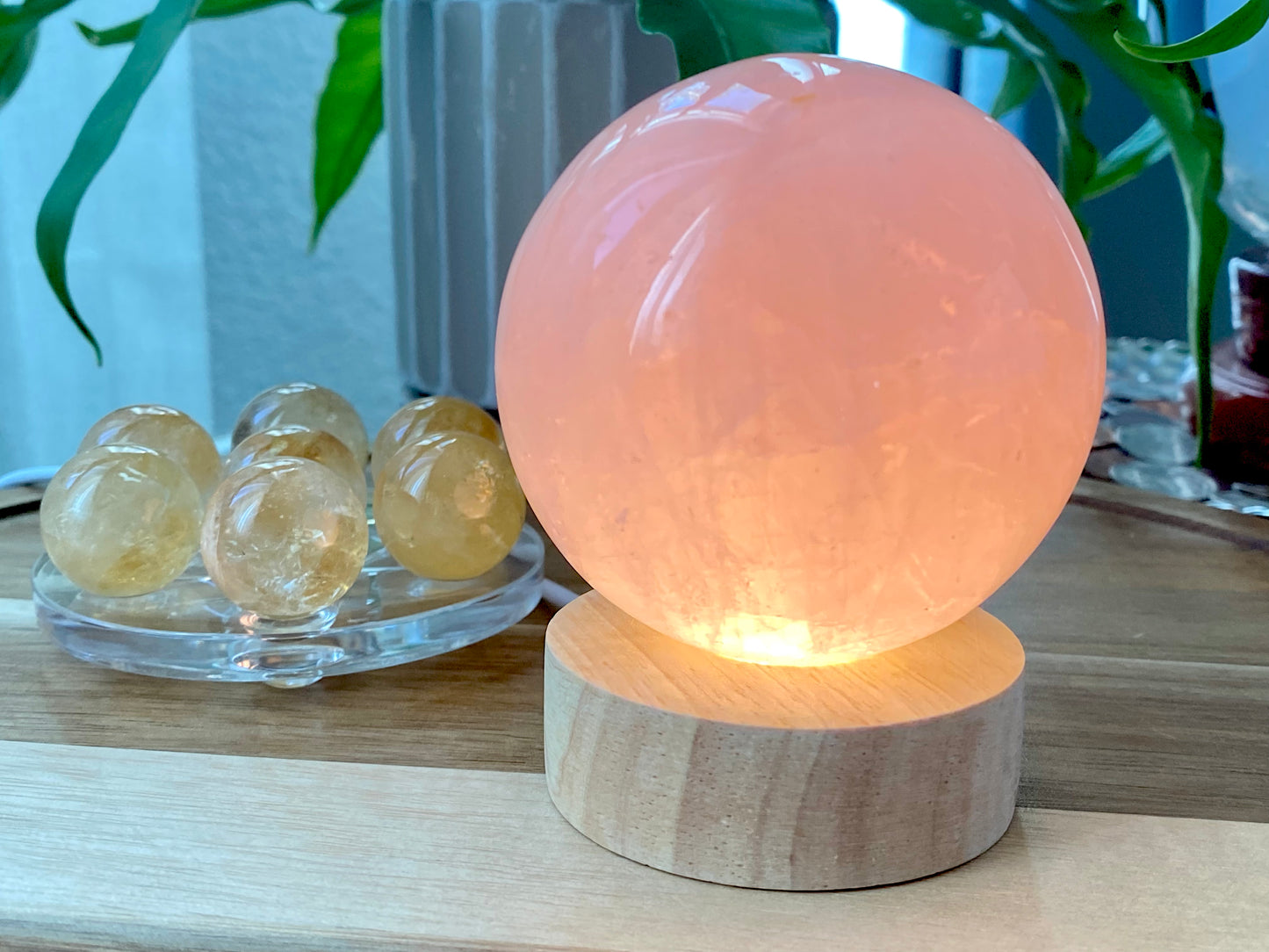 Hight grade 76MM Natural Rose quartz Sphere,Quartz Crystal Ball,Crystal Healing Divination ball,Led light stander