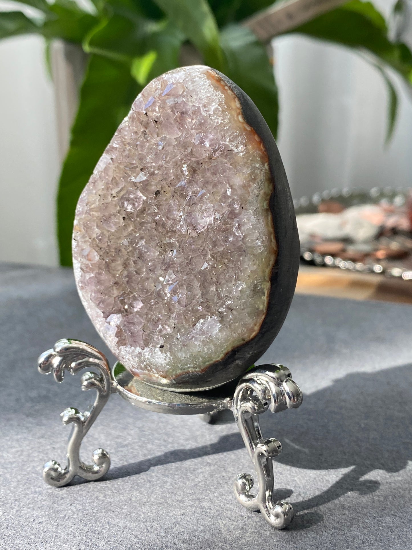 Natural Amethyst Dragons Egg with Stand- From Brazil,healing and cleansing powers & enhances spiritual awareness 130-215Gni