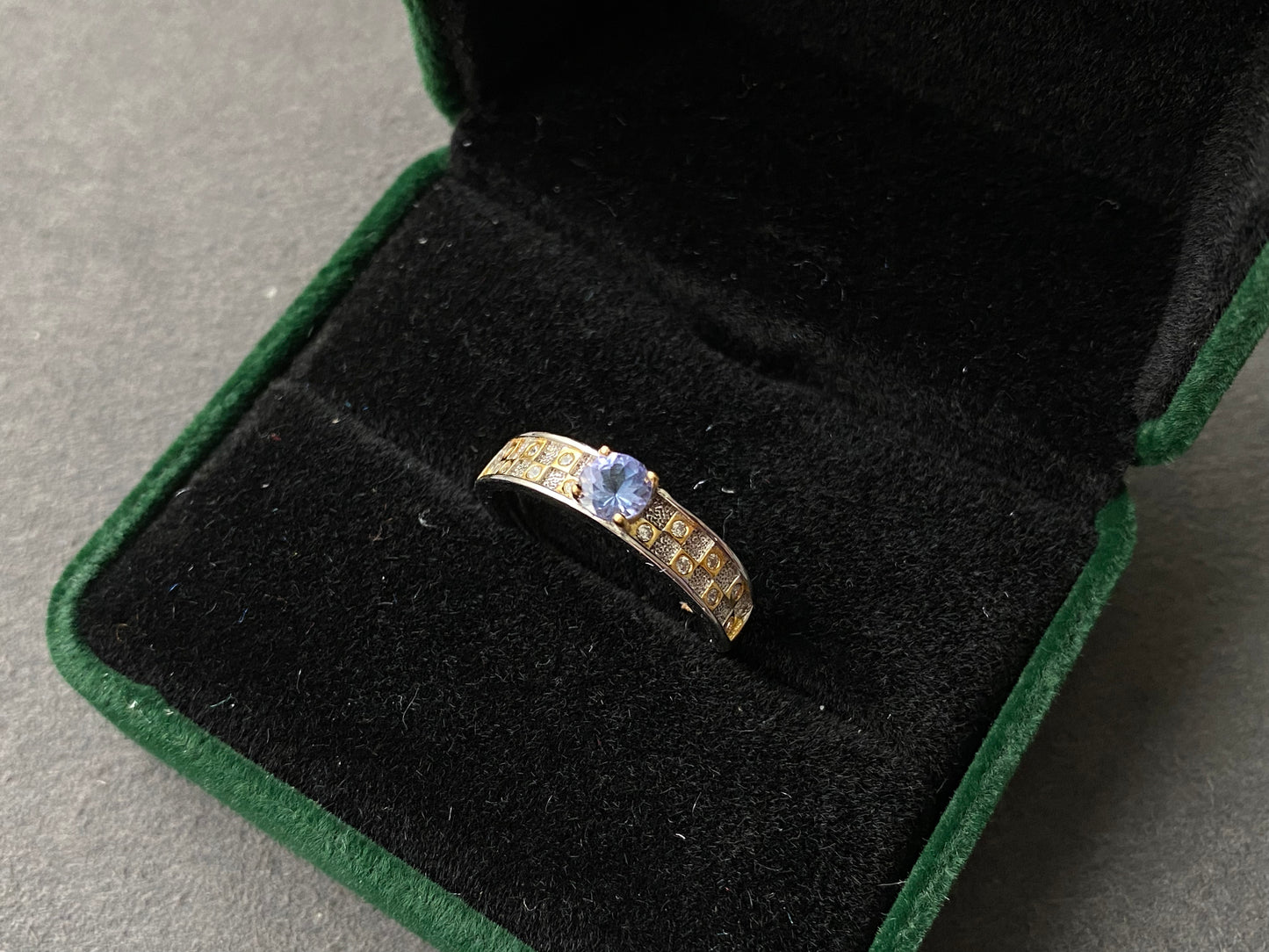 handmade Natural Tanzanite sterling silver open ring,adjustable ring 14KGF,Engagement Bridal Promise Ring Ring,